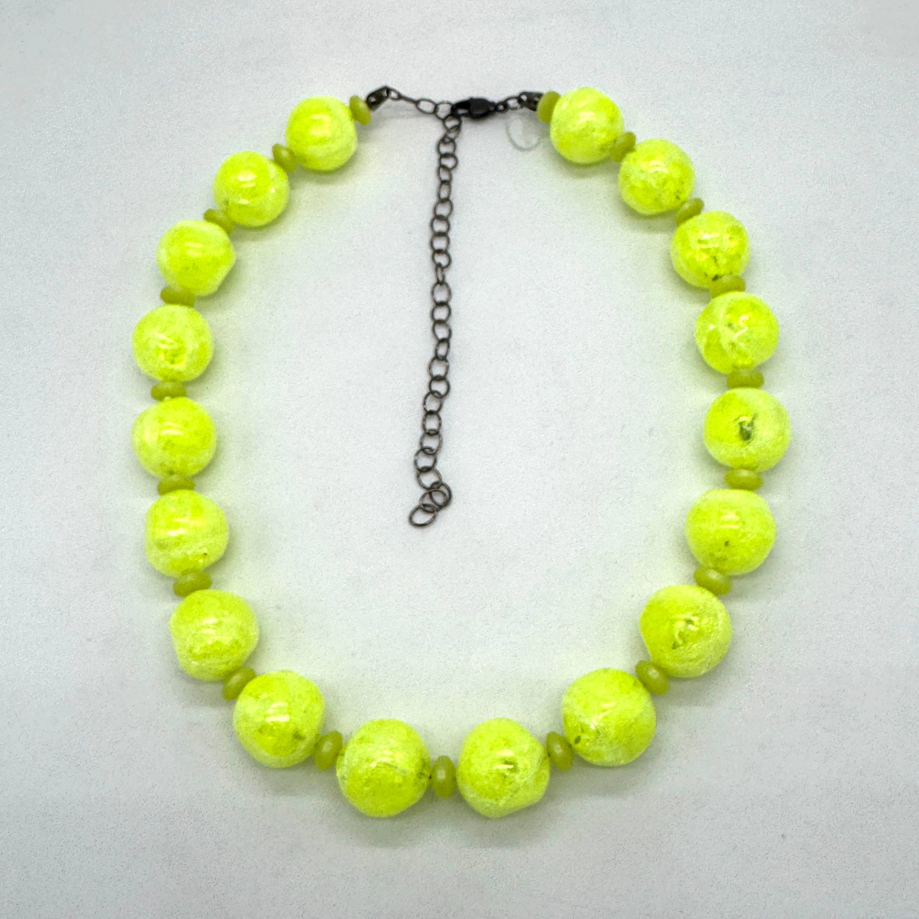 Neon Yellow Crackle Marco Necklace, photo 4 of 8