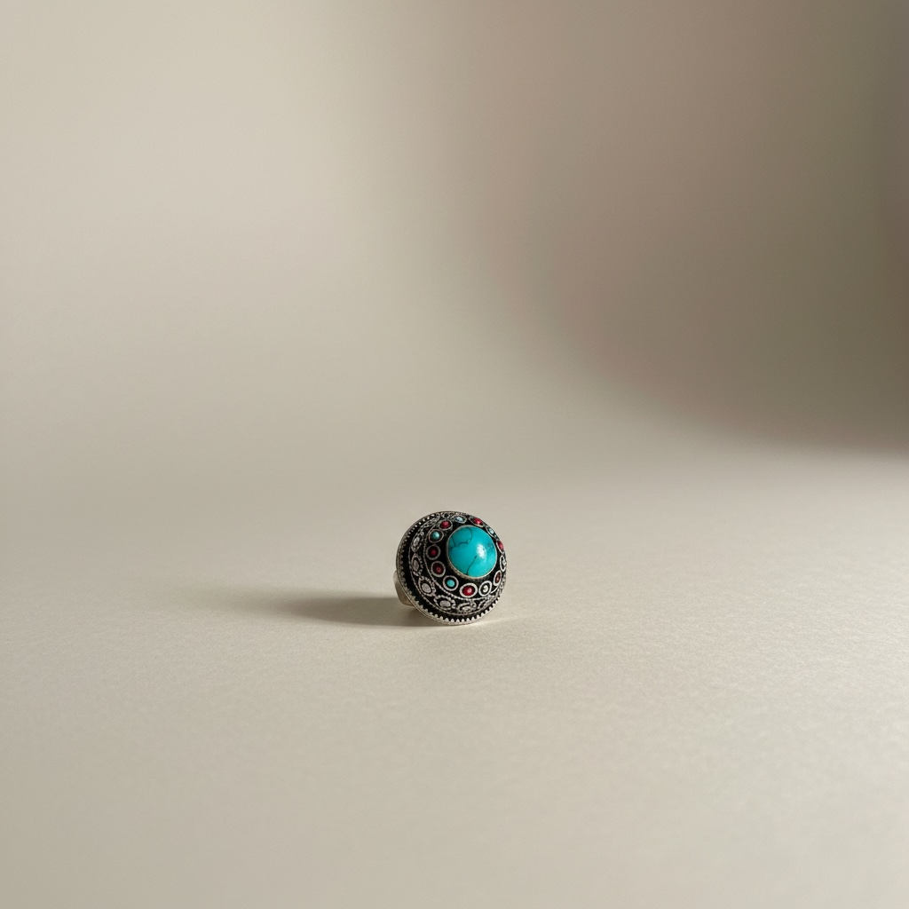 Turquoise and gold ring size 8, photo 2 of 2