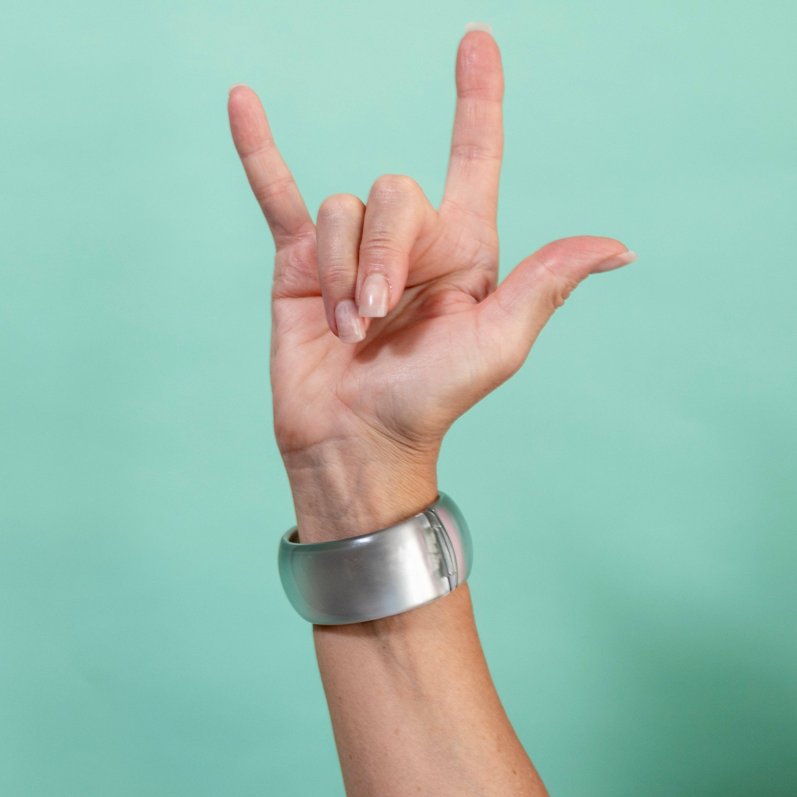 Silver Lining – Vintage Lucite Clamper Bracelet, photo 1 of 7