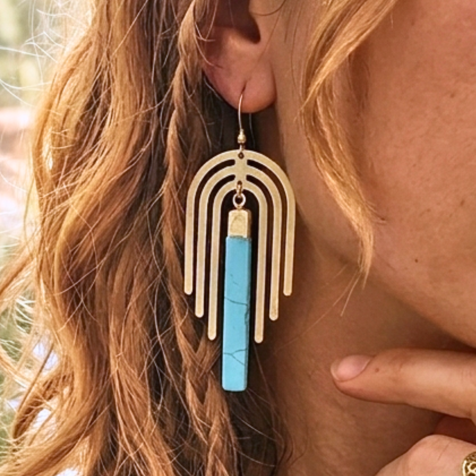 Raw Brass & Turquoise Howlite, photo 2 of 2