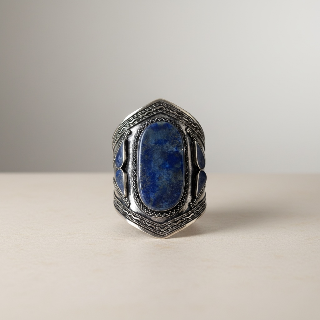 Lapis and Turquoise Stone Tribal Cuff, photo 1 of 4