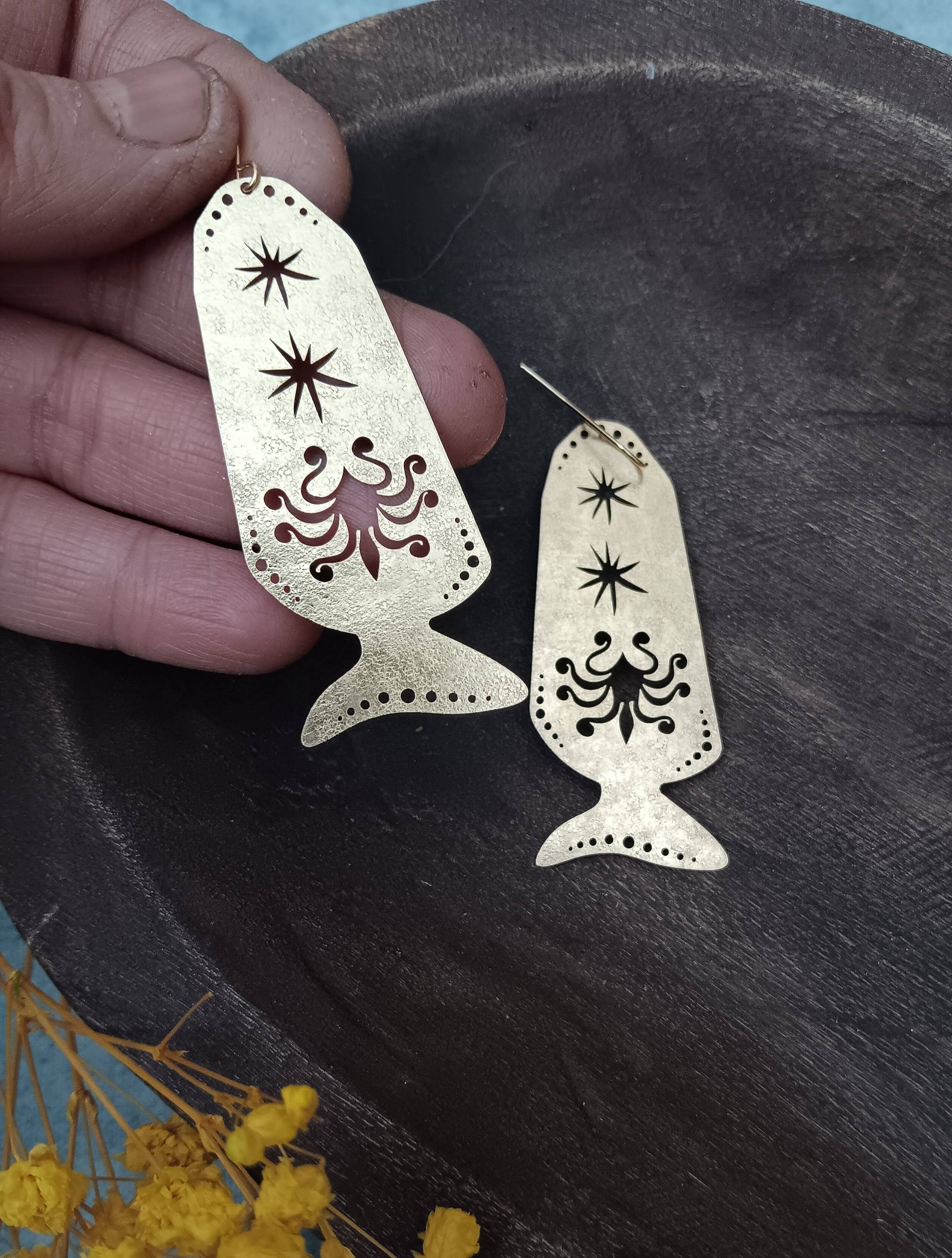 Fish, Brass Earrings, photo 2 of 2