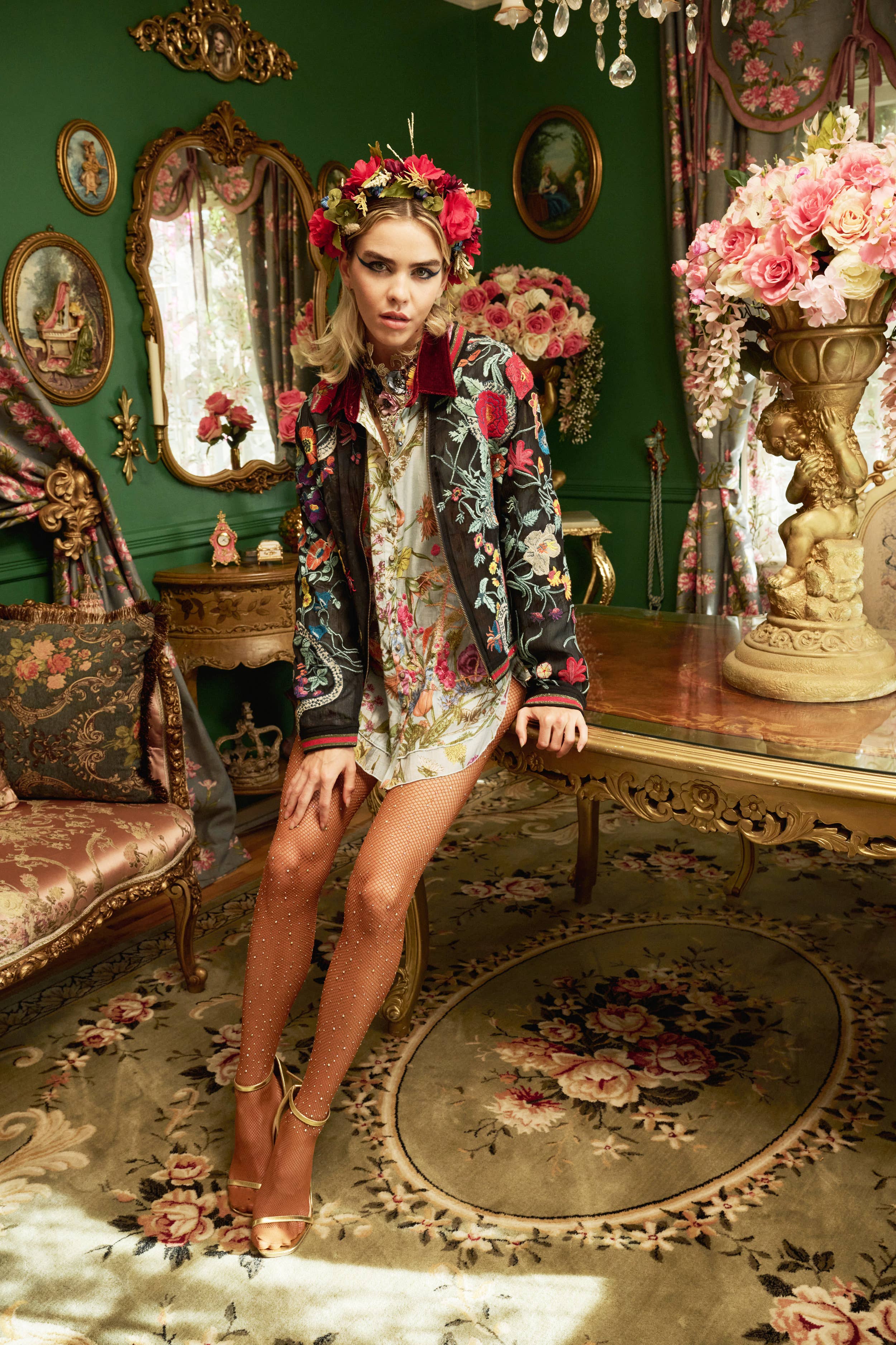 Embroidered Bomber Jacket: Black Floral, photo 8 of 8