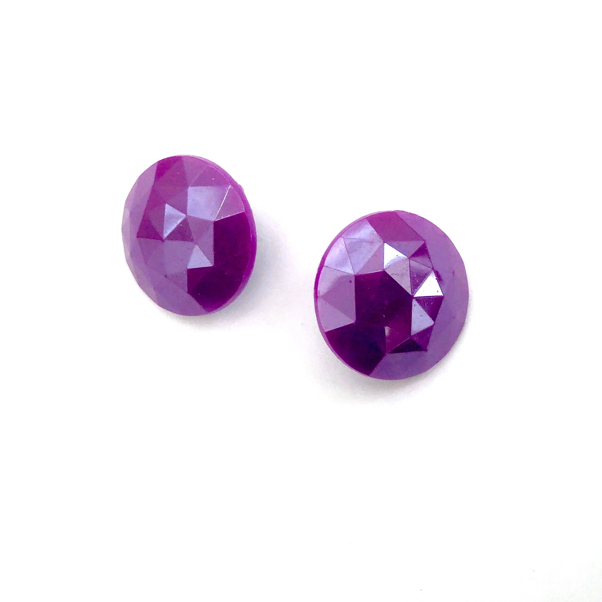 Violet Faceted Retro Button Stud Earrings, photo 2 of 7