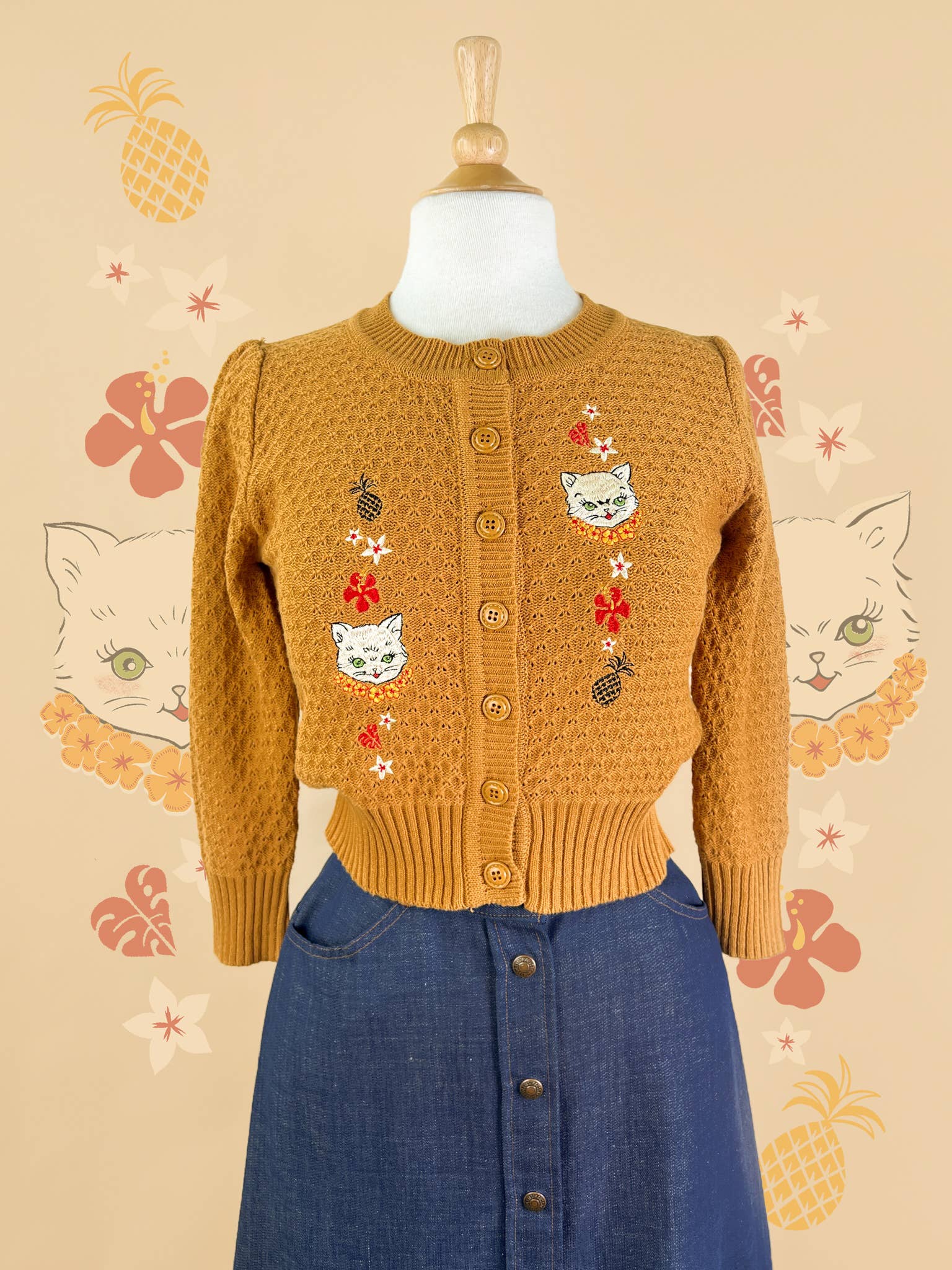 Aloha Cats Cardi in Bronze, photo 2 of 8