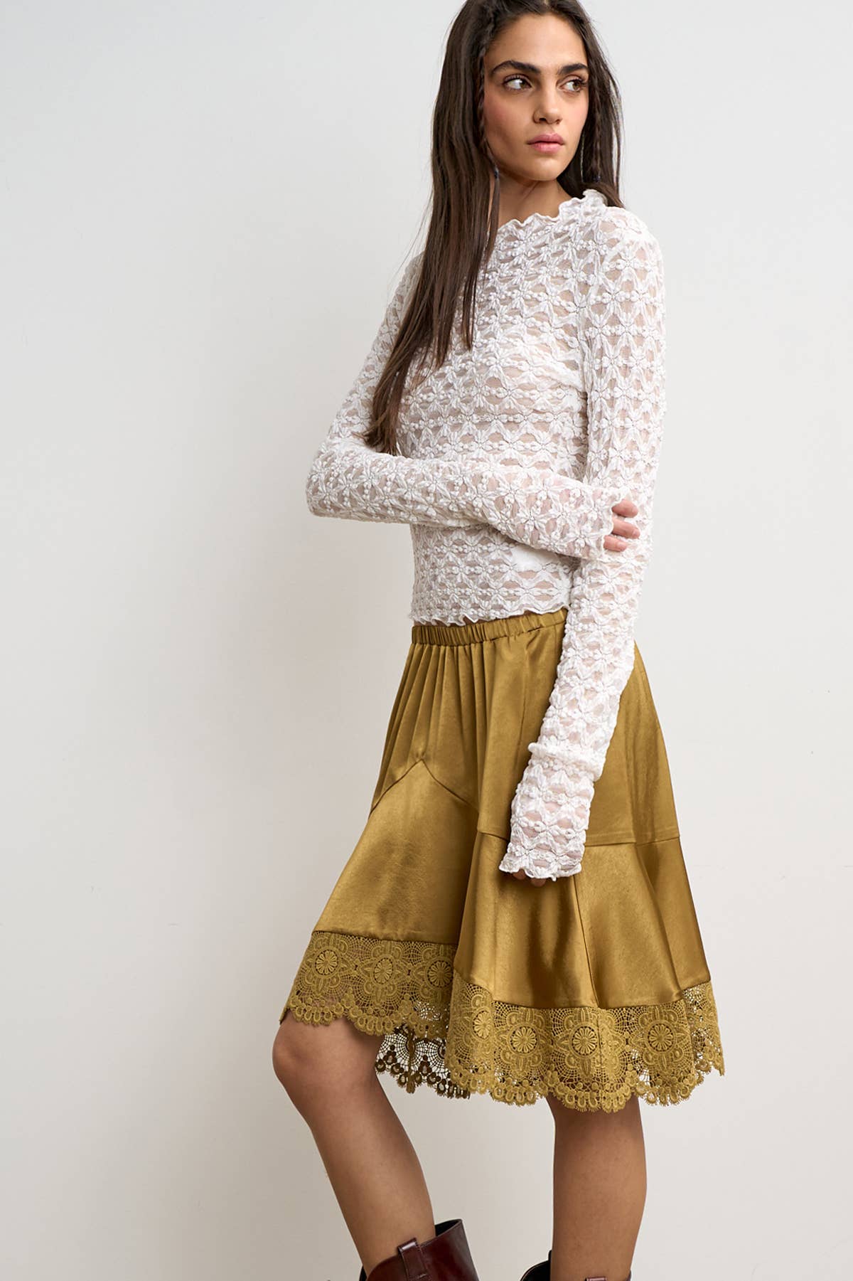 Tiered Lace/Satin Skirt, photo 3 of 6