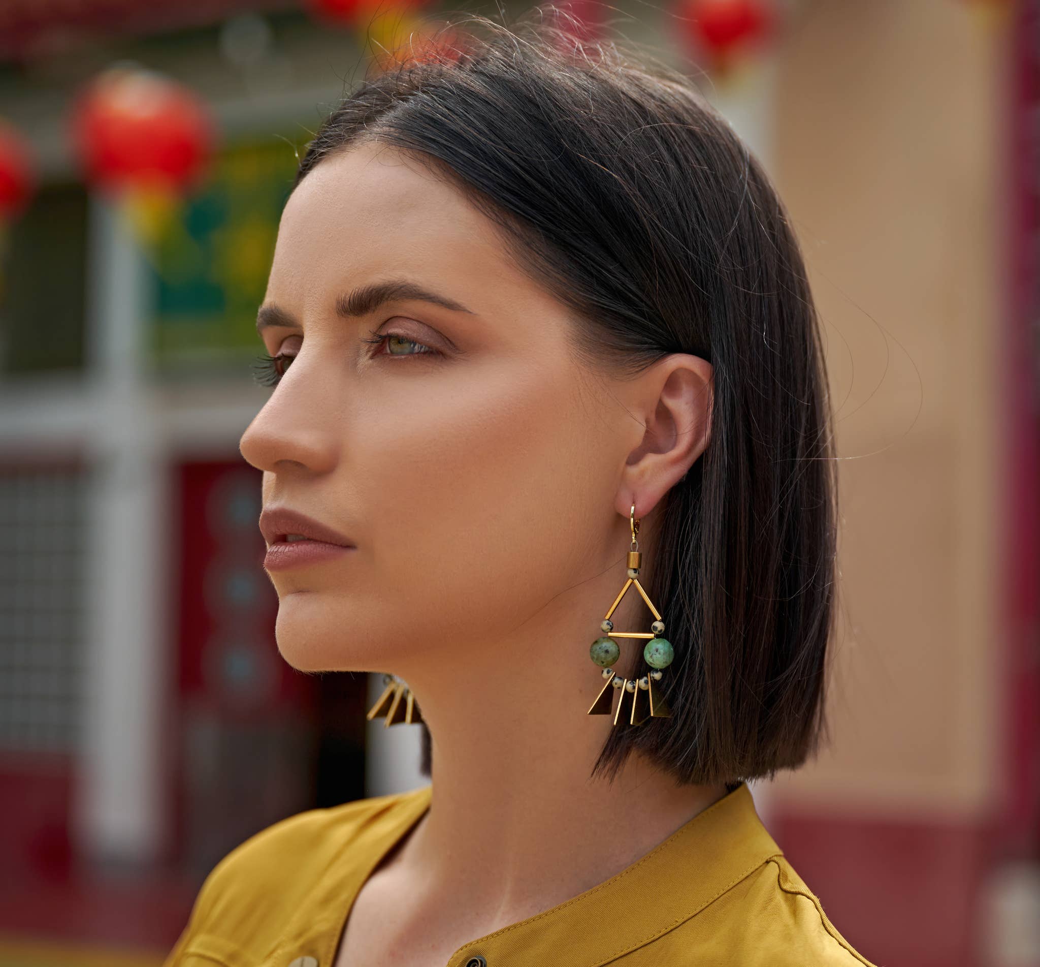 The Sylvi Earring - Large Turquoise Spike Statement Earrings, photo 6 of 8