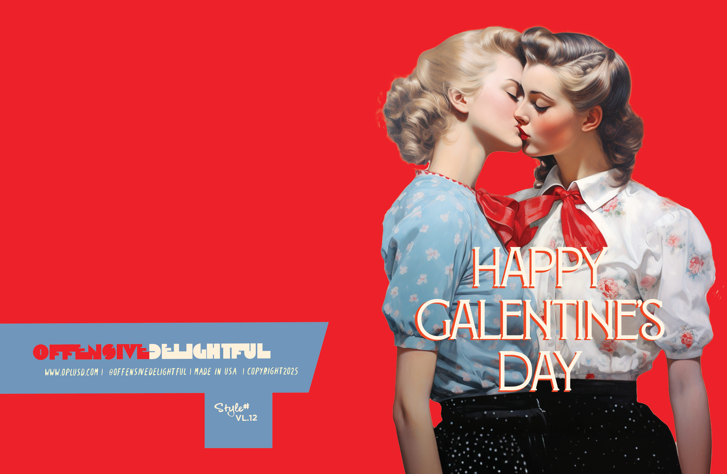 GALENTINE KISS! valentine lgbtq card, photo 4 of 4