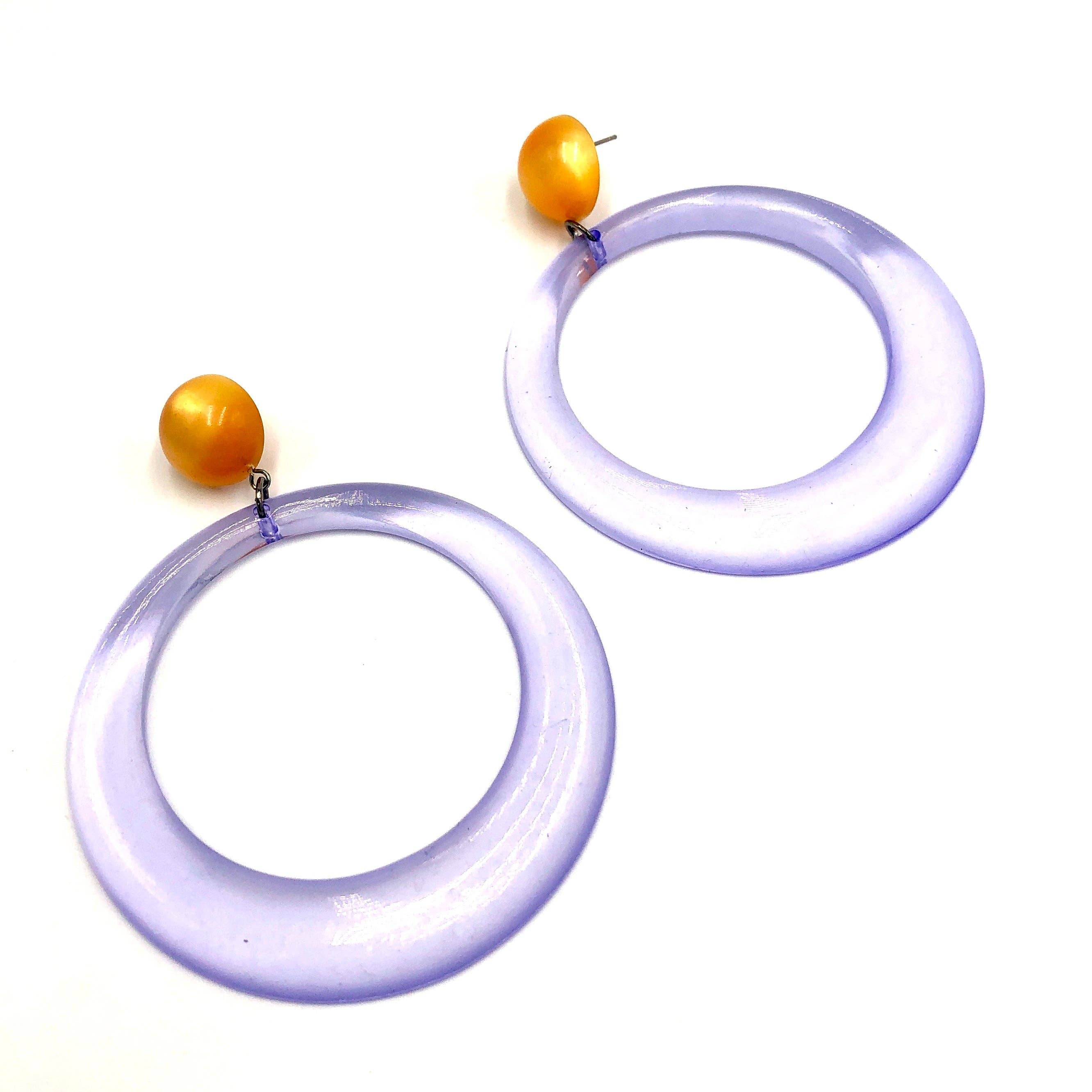 Periwinkle & Tangerine Moonglow Iris Earrings, photo 1 of 4