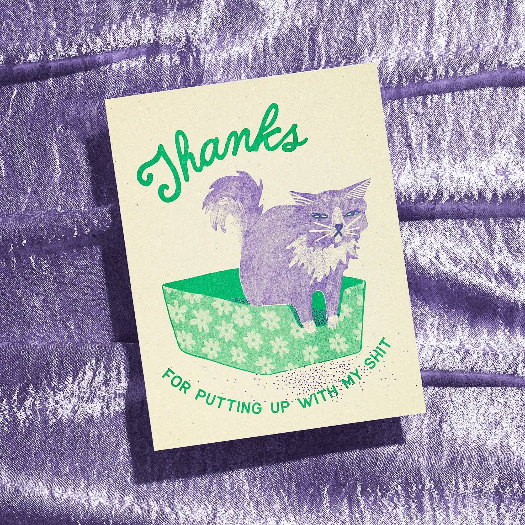 Thanks For Putting Up With My Shit - Risograph Card, photo 1 of 4