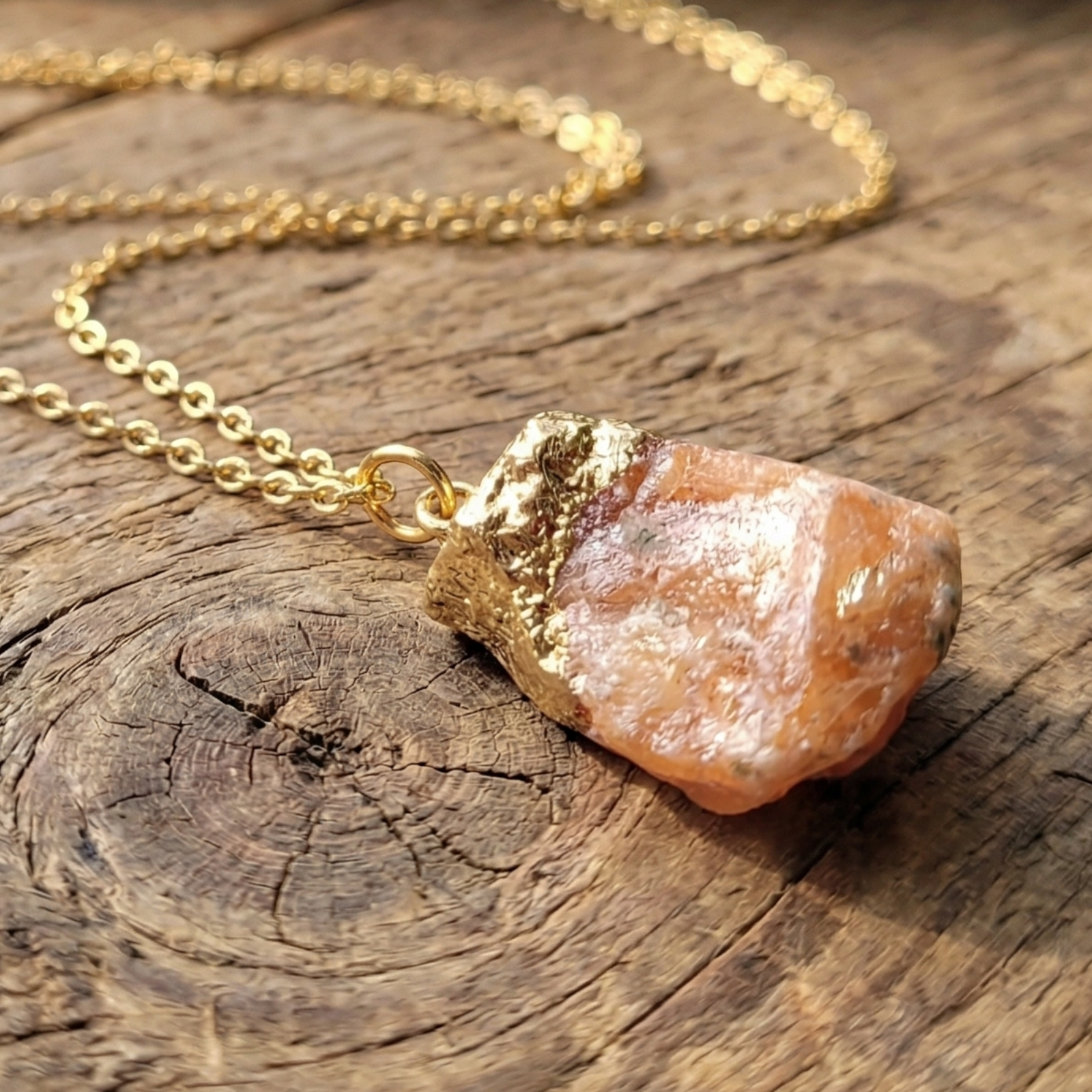 Raw Sunstone Protection Necklace, photo 1 of 3