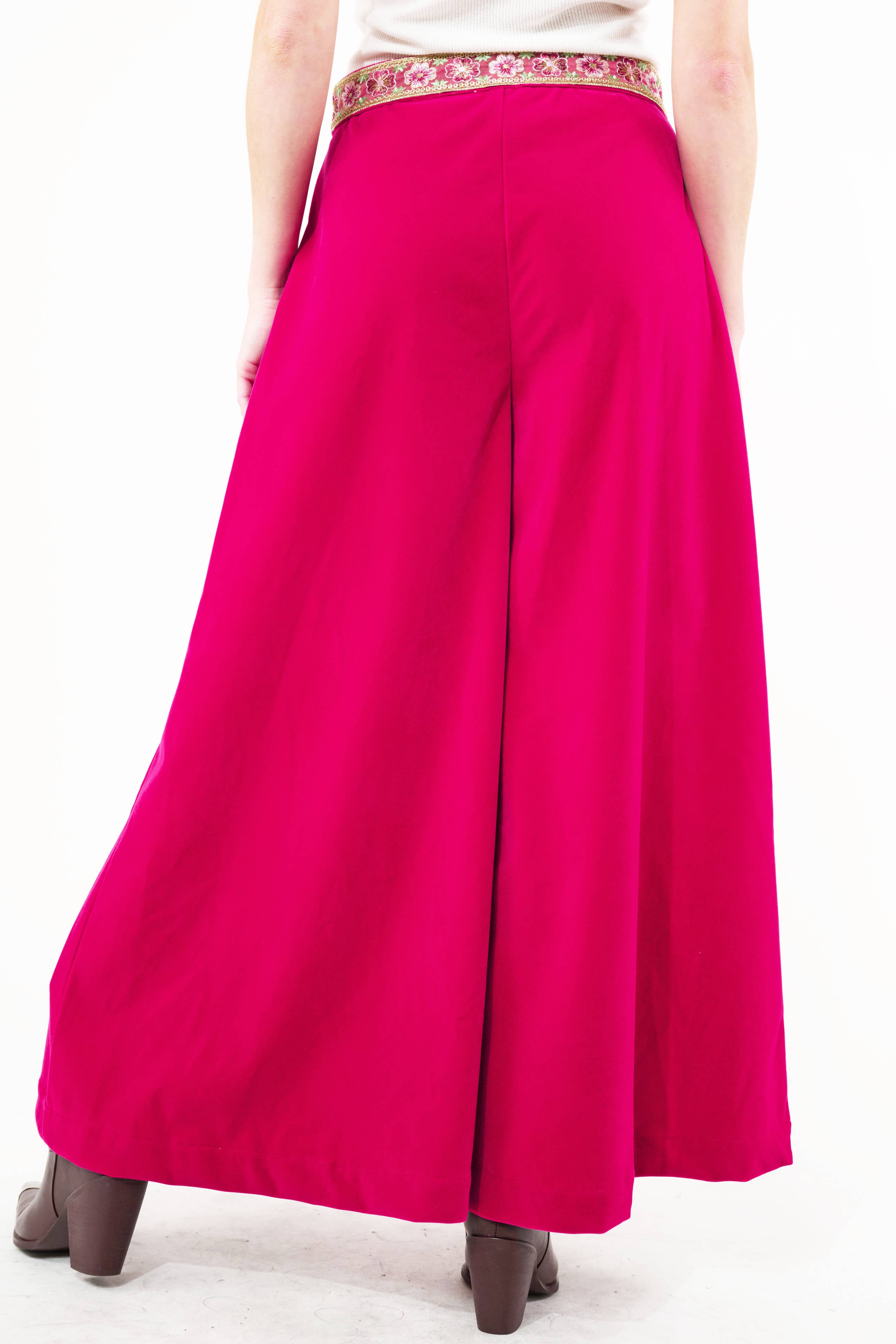 Fuschia Wide Leg Velvet Pants, photo 6 of 8