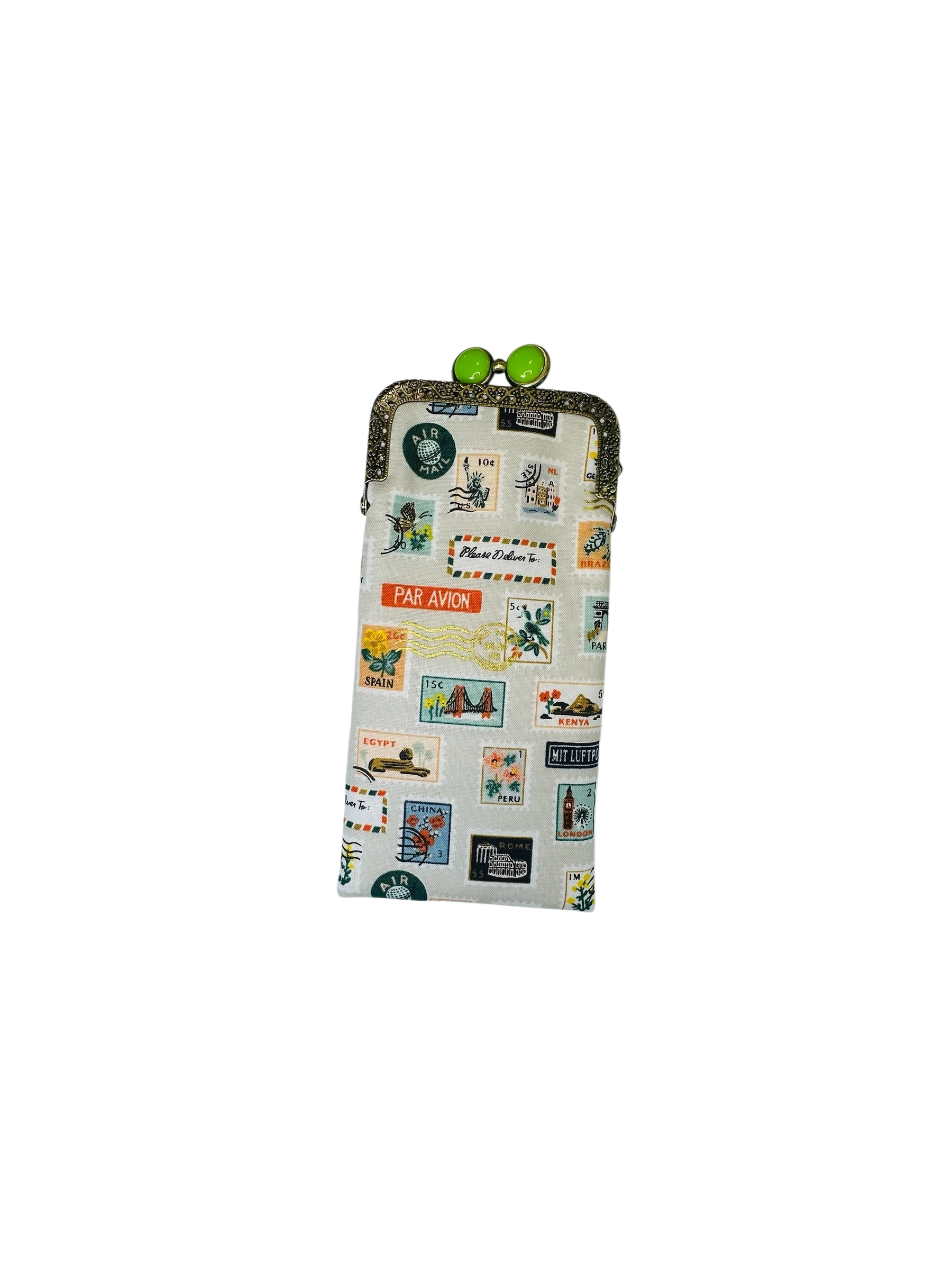 Eyeglass Case-Travel Stamps-Linen, photo 3 of 8