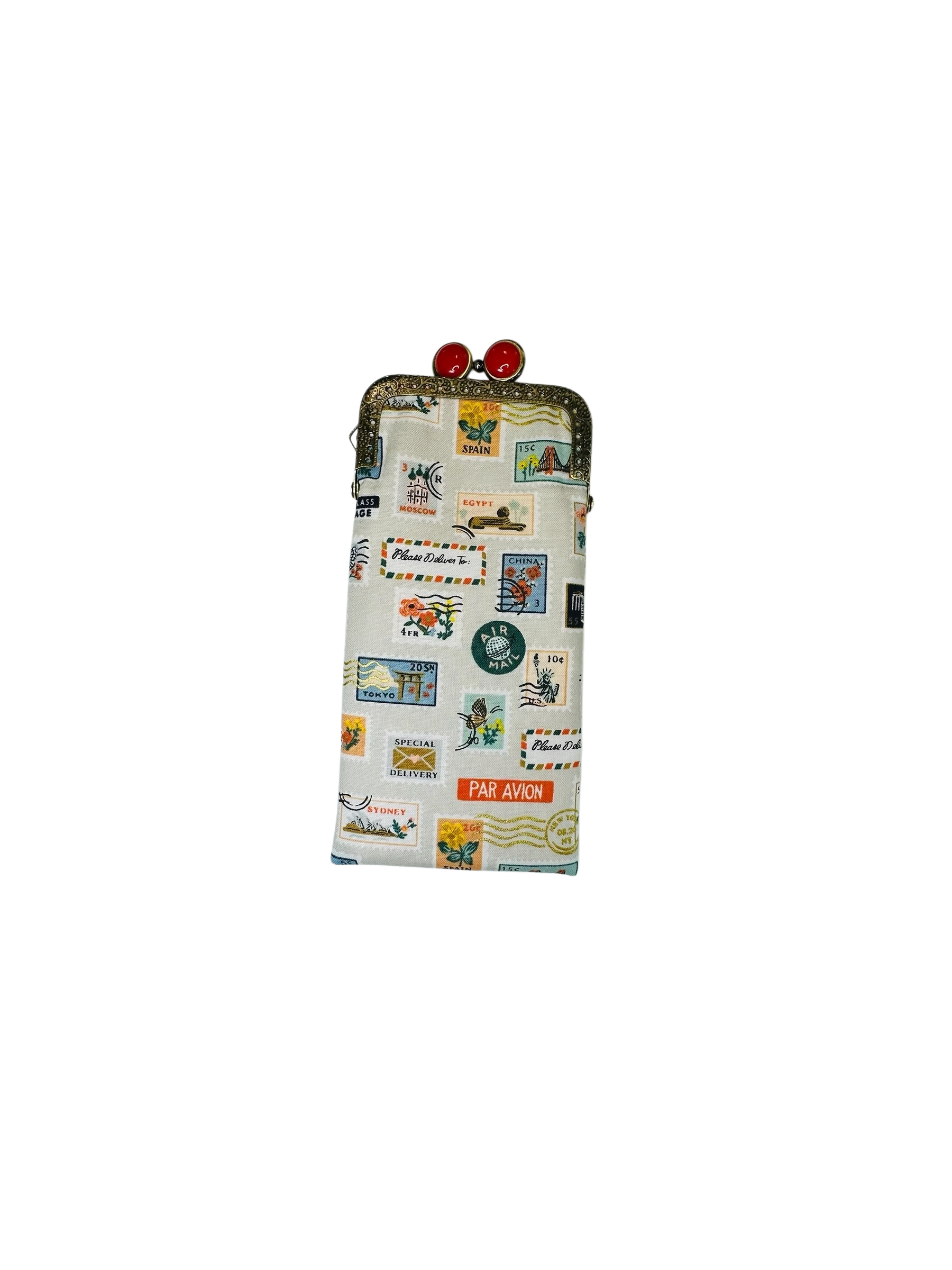Eyeglass Case-Travel Stamps-Linen, photo 4 of 8