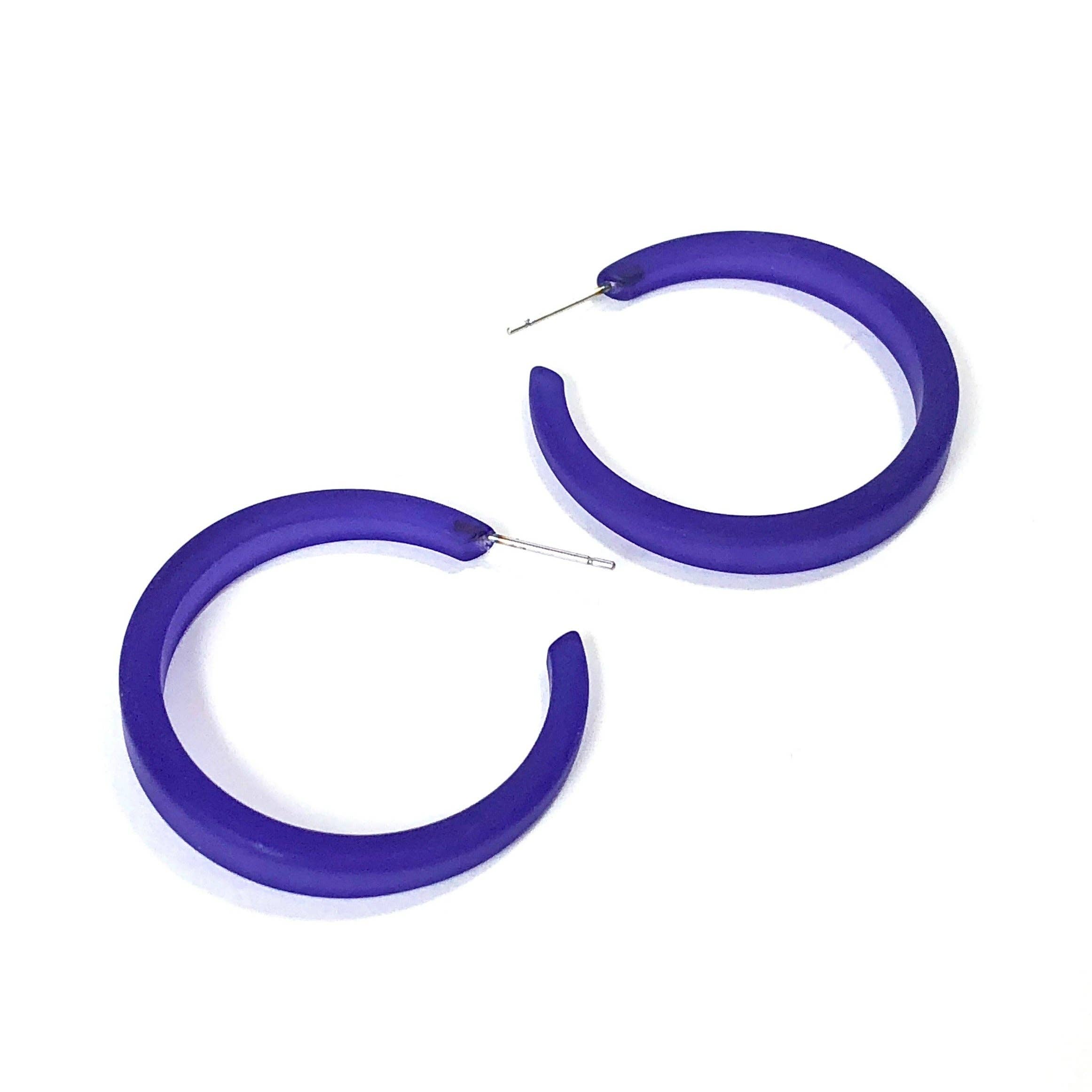 Phoenix Frosted Hoop Earrings cobalt blue