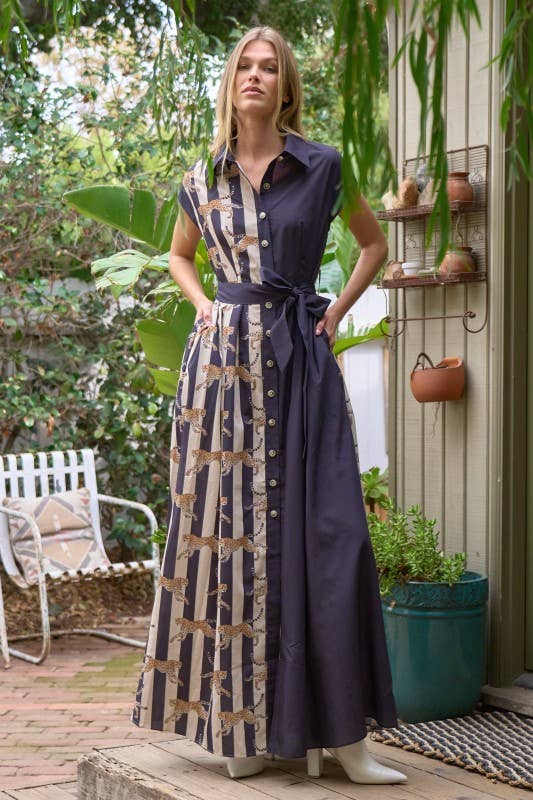 LEOPARD STRIPE PANEL SHIRT DRESS, photo 4 of 4