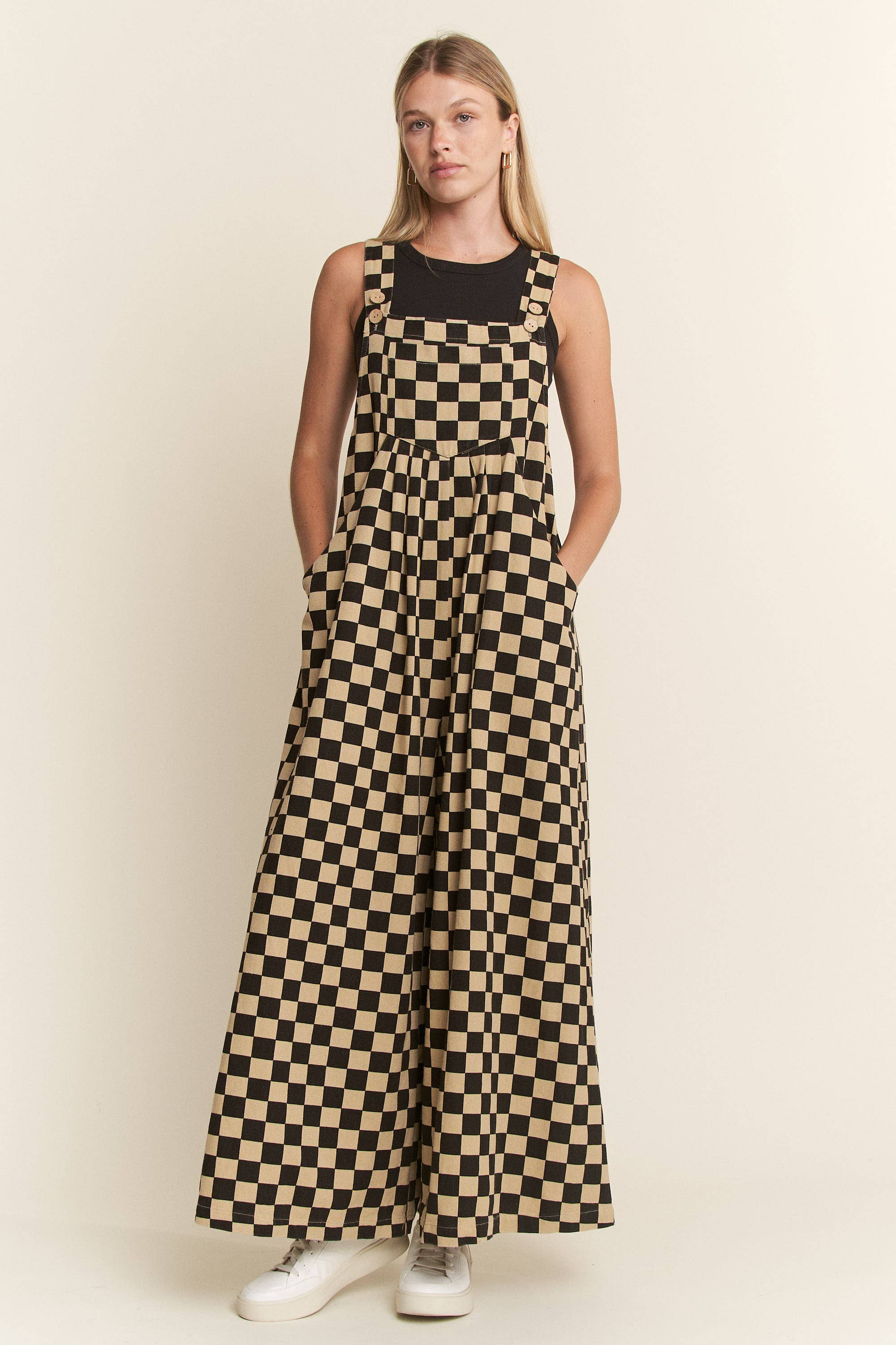 CHECKERED WIDE LEG OVERALLS, photo 2 of 8