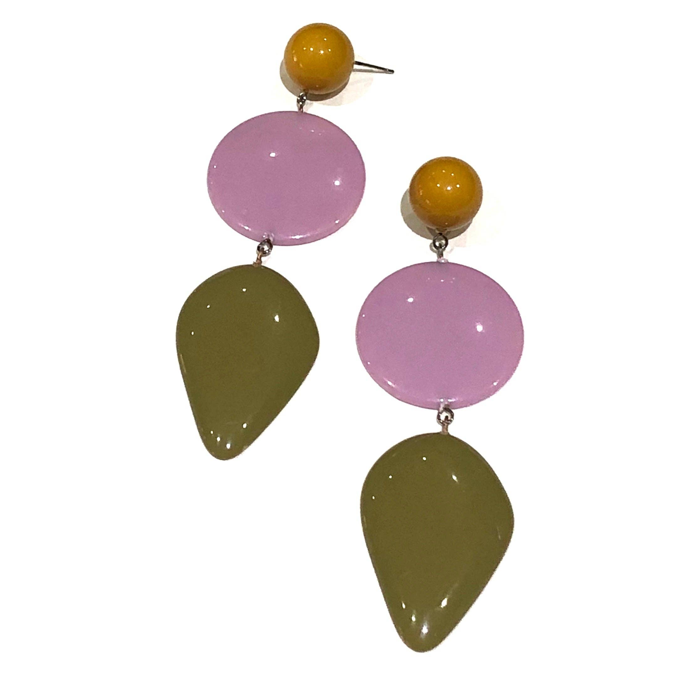 Olive & Lilac Avocado Triple Drop Statement Earrings, photo 1 of 7