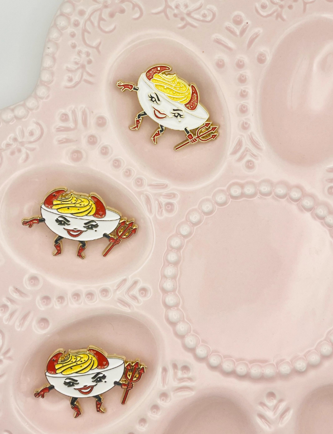 Deviled Egg Enamel Pin, photo 4 of 4