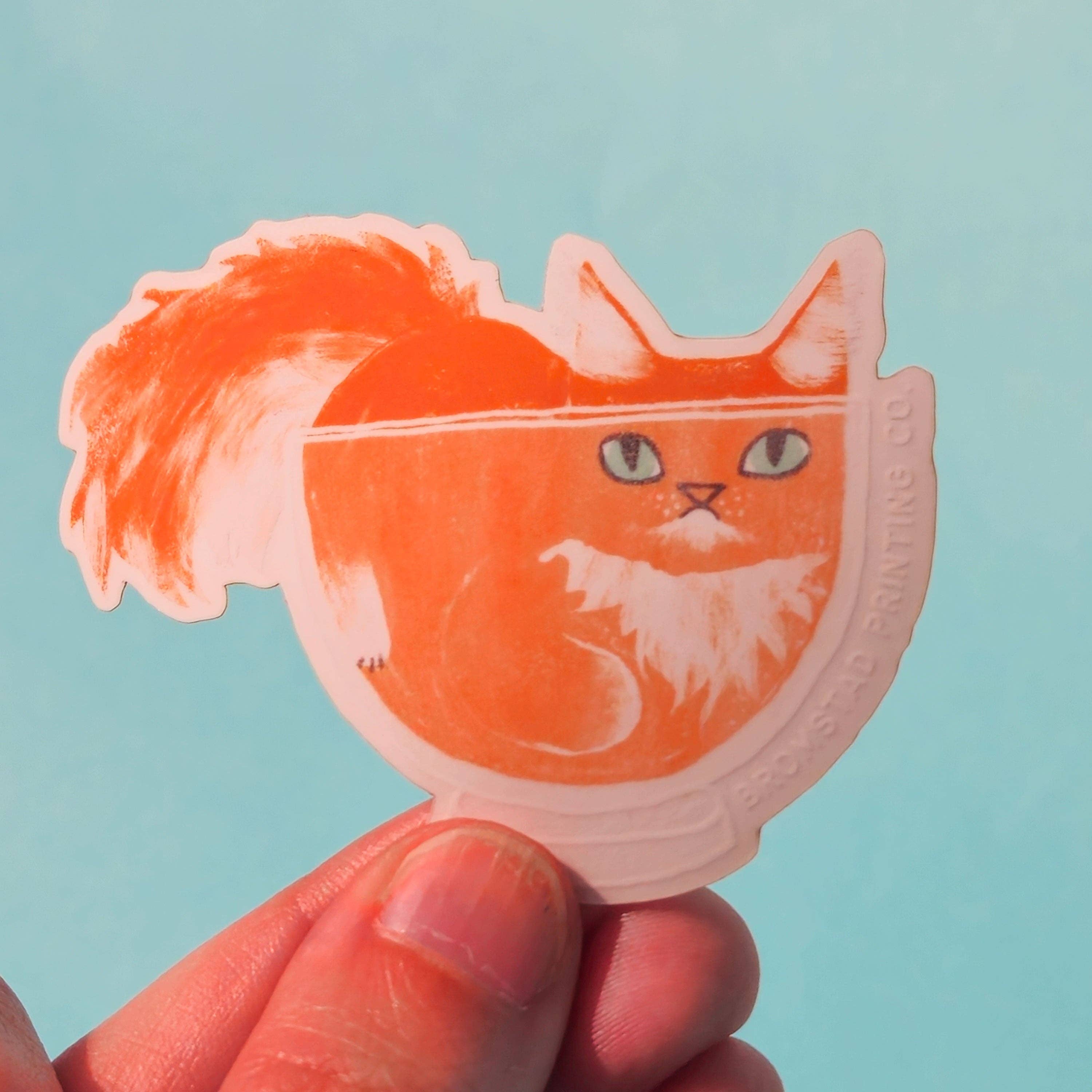Orange Cat in a Bowl Clear Sticker, photo 3 of 3