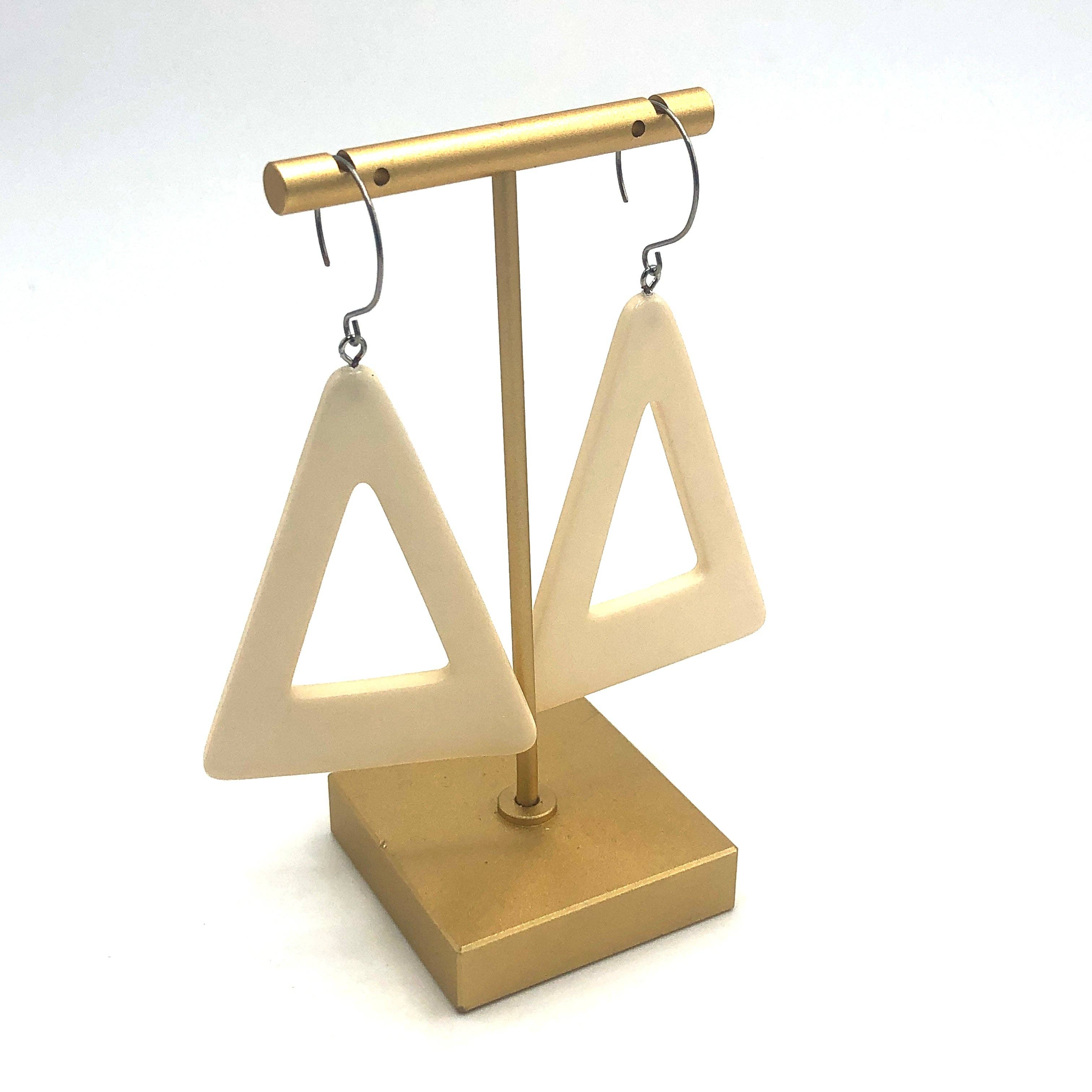 Cream Jumbo Triangle Drop Earrings, photo 4 of 5