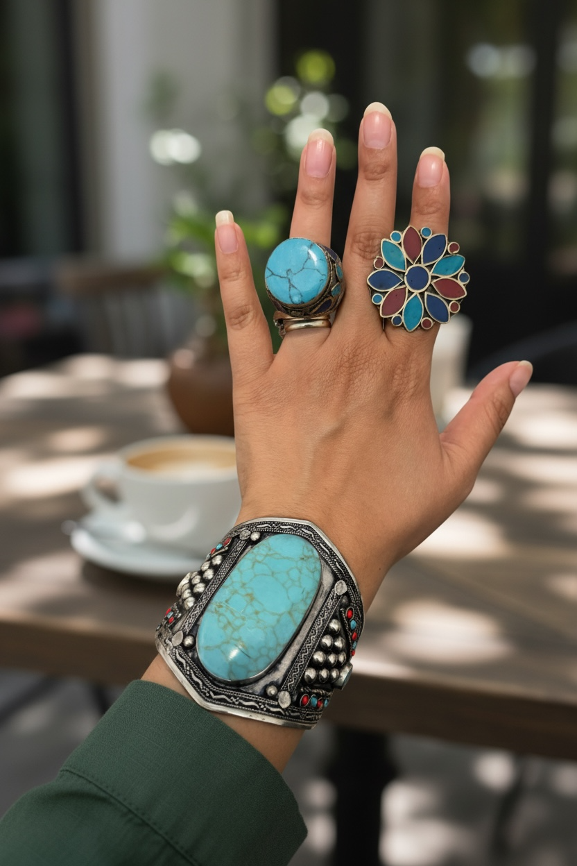 Turquoise silver cuff, photo 3 of 3