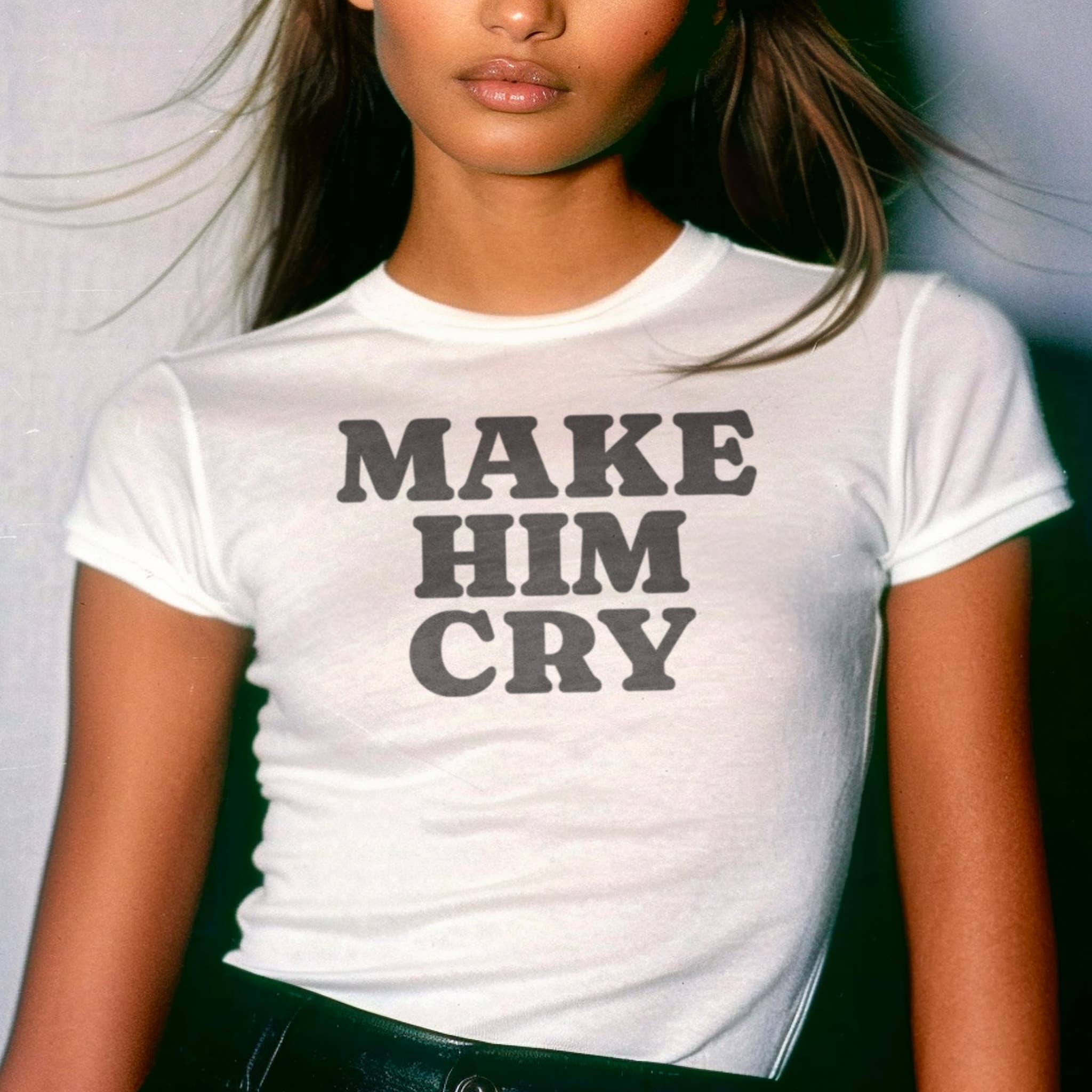 Make Him Cry Micro Tee in light Blue, photo 1 of 4
