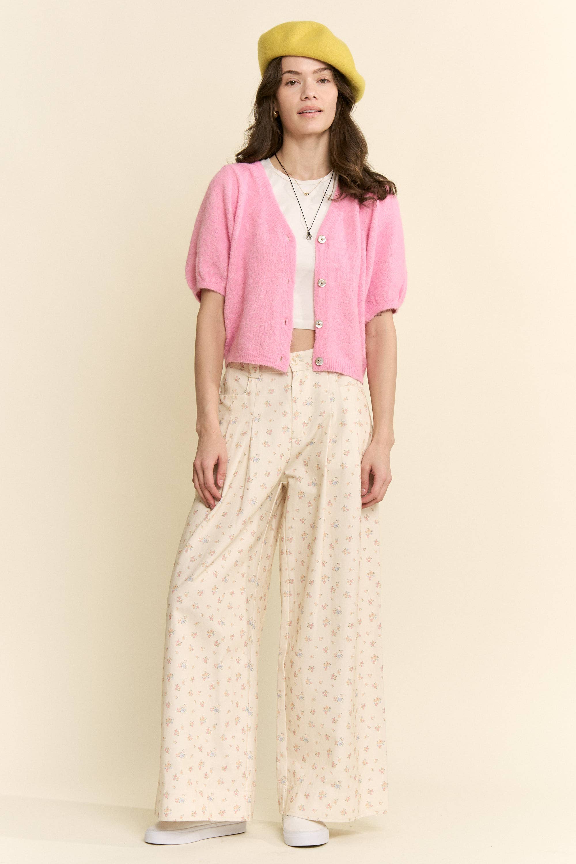 FLORAL WIDE LEG PANTS MAUVE, photo 2 of 8
