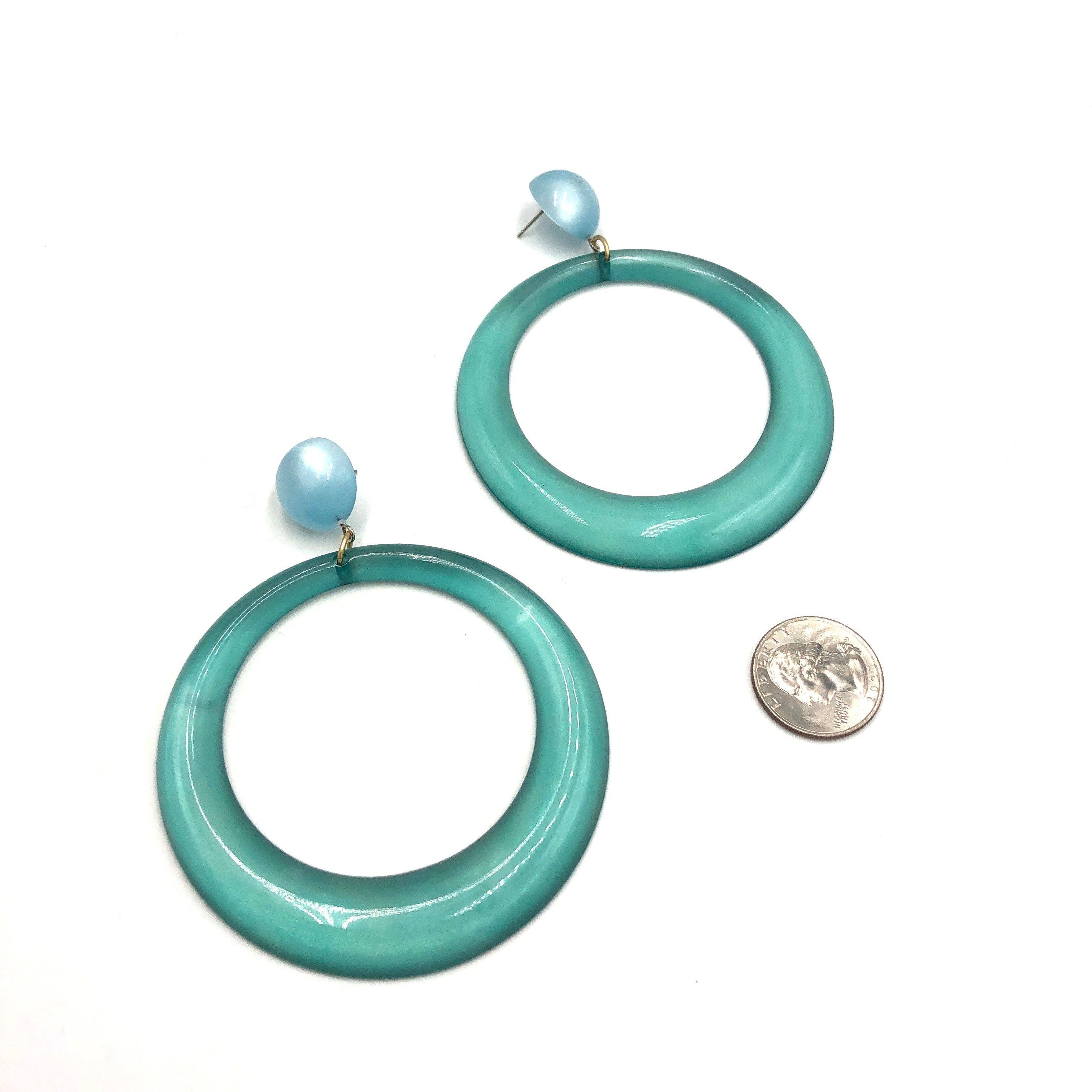 Teal & Turquoise Moonglow Iris Earrings, photo 2 of 4