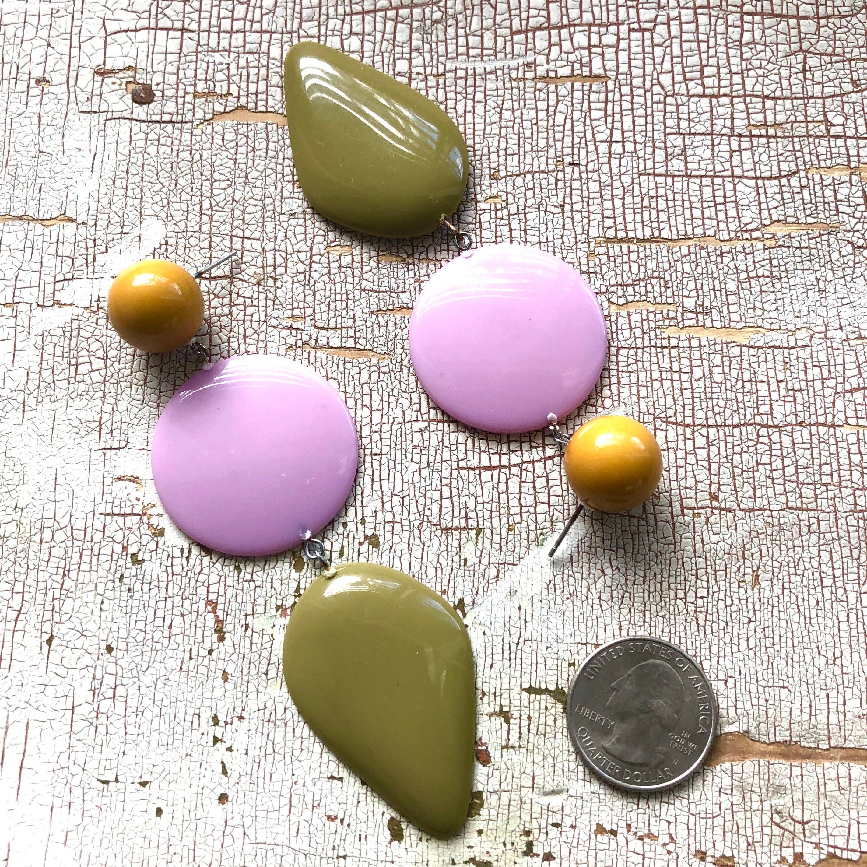 Olive & Lilac Avocado Triple Drop Statement Earrings, photo 4 of 7