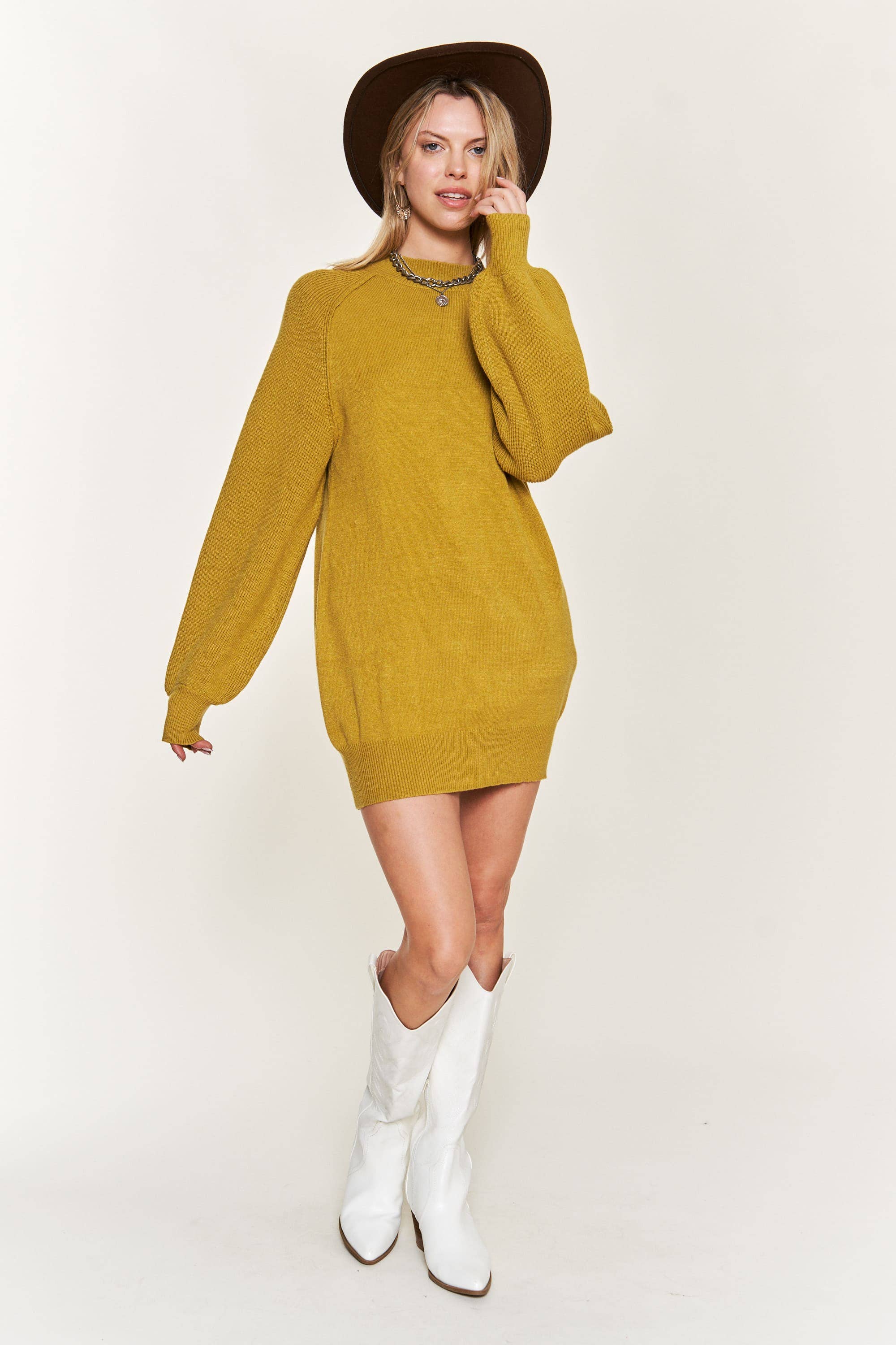Mock neck Sweater Dress Chartreuse, photo 8 of 8