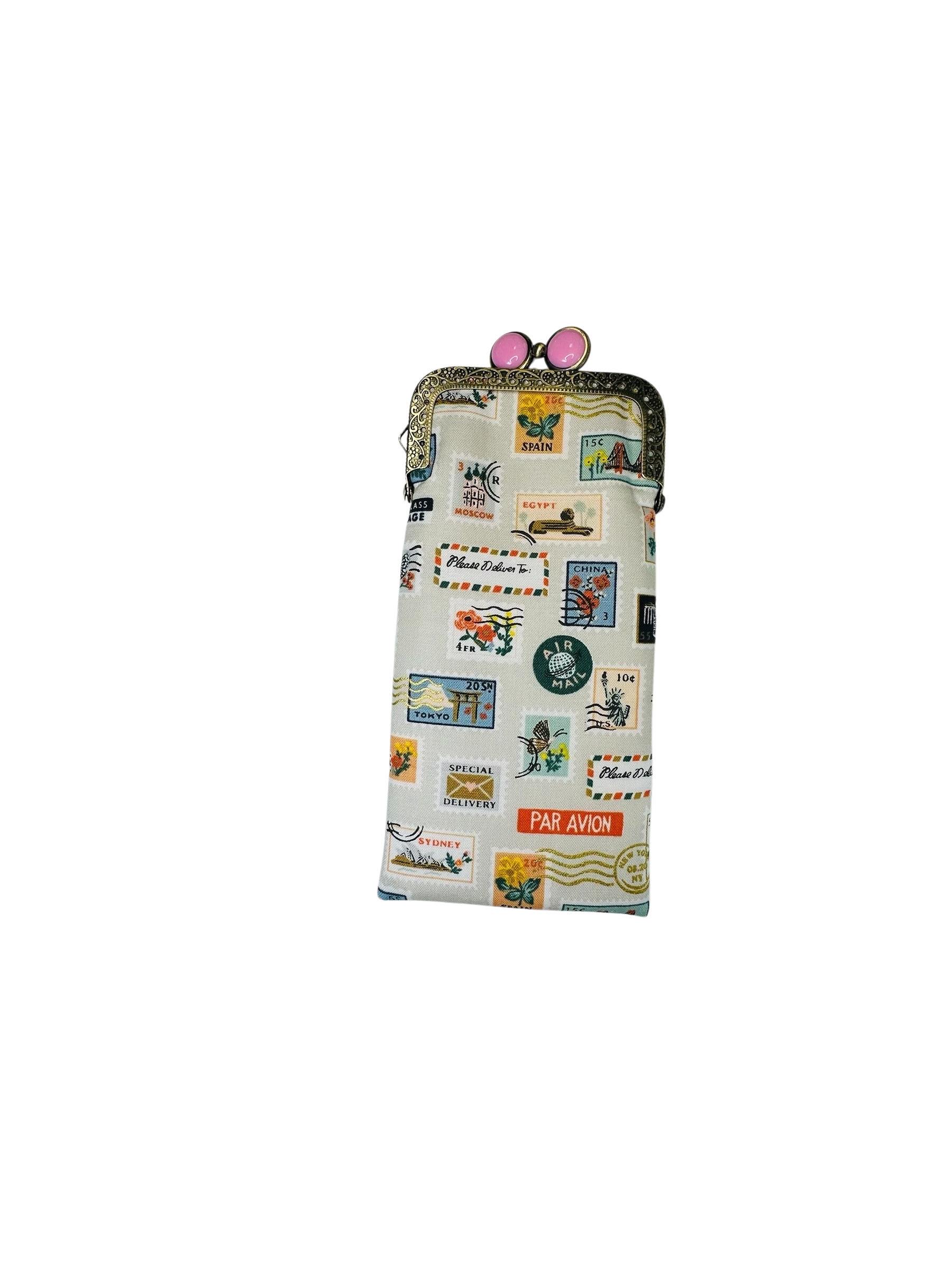Eyeglass Case-Travel Stamps-Linen, photo 6 of 8