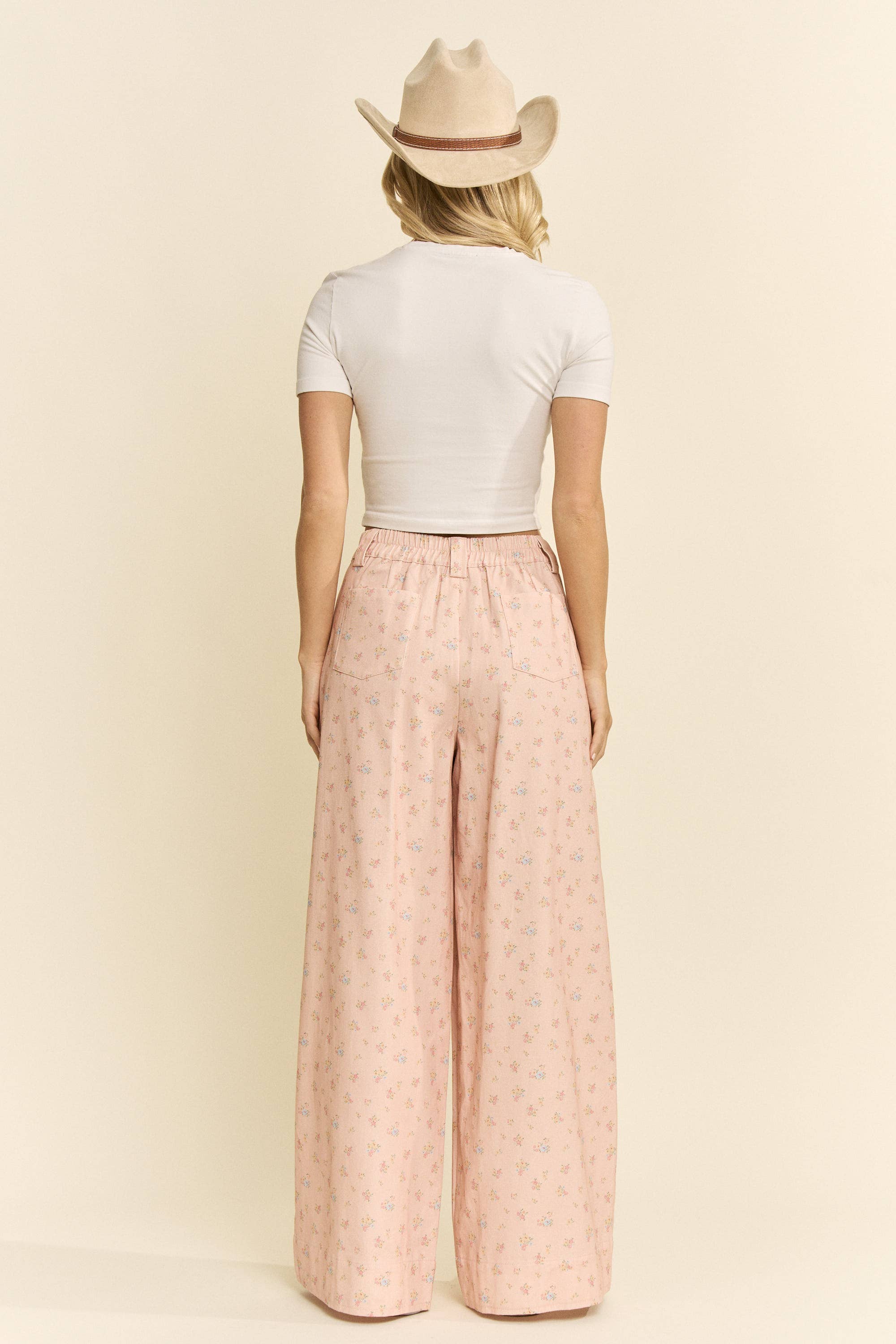 FLORAL WIDE LEG PANTS MAUVE, photo 8 of 8