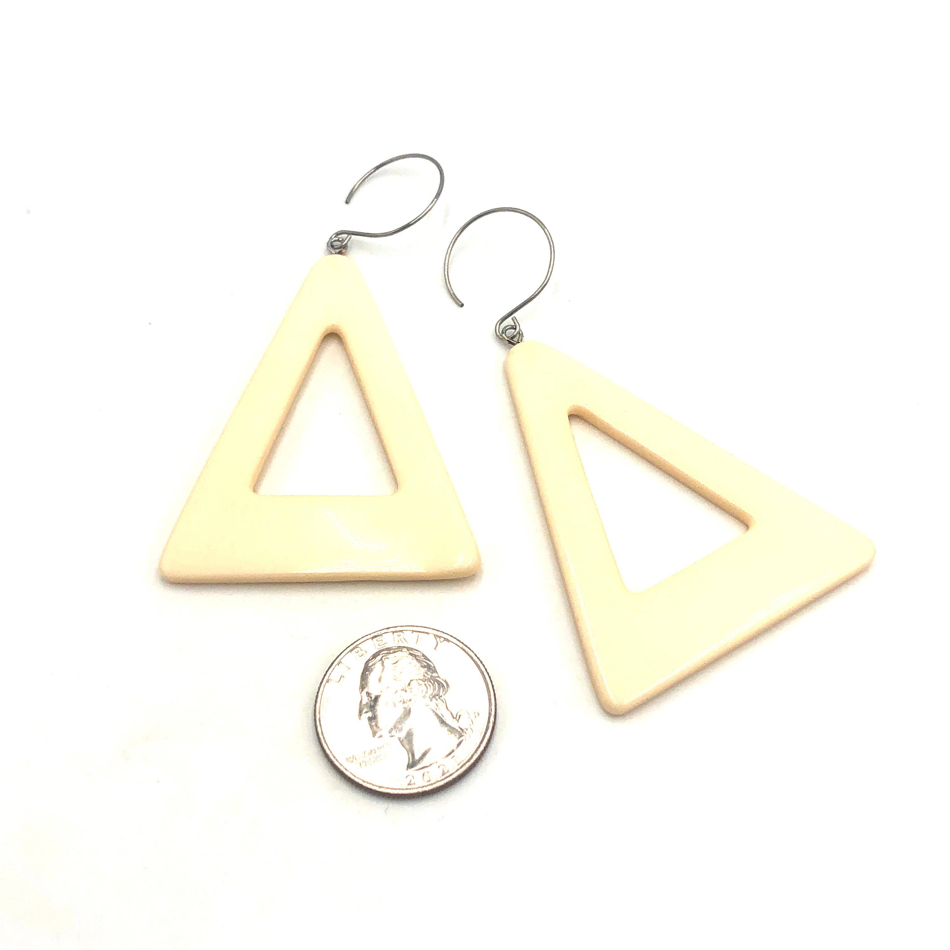 Cream Jumbo Triangle Drop Earrings, photo 3 of 5