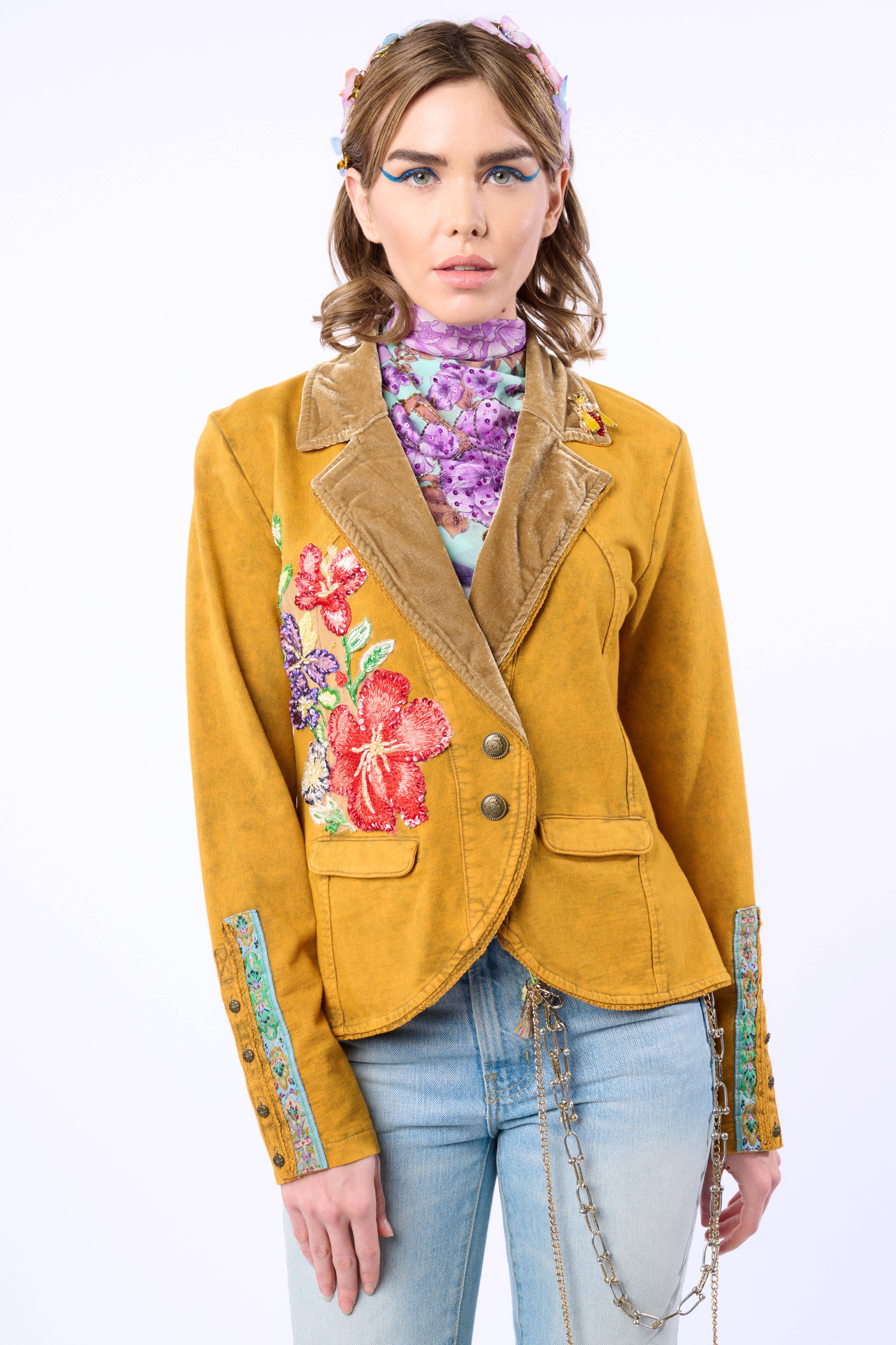Juliet French Terry Blazer - Mustard, photo 1 of 8