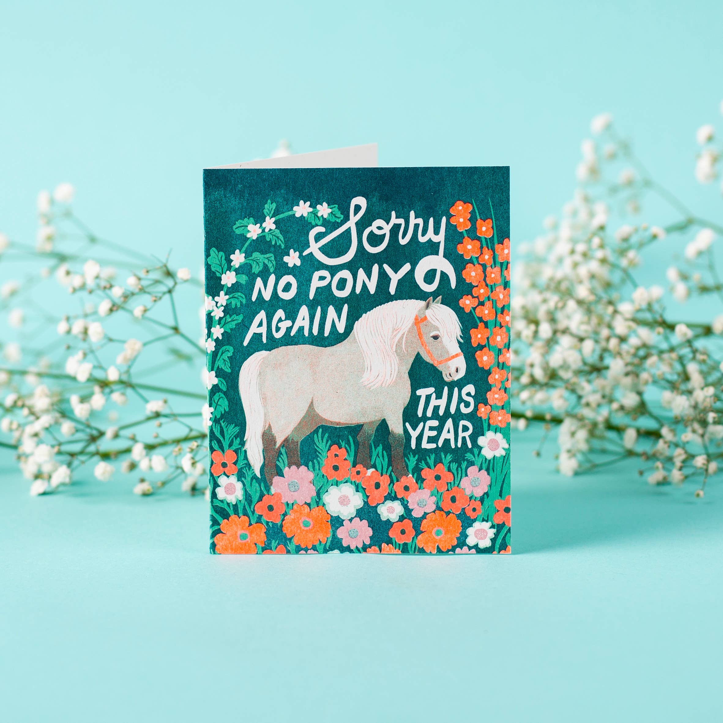No Pony Birthday - Risograph Card, photo 2 of 3