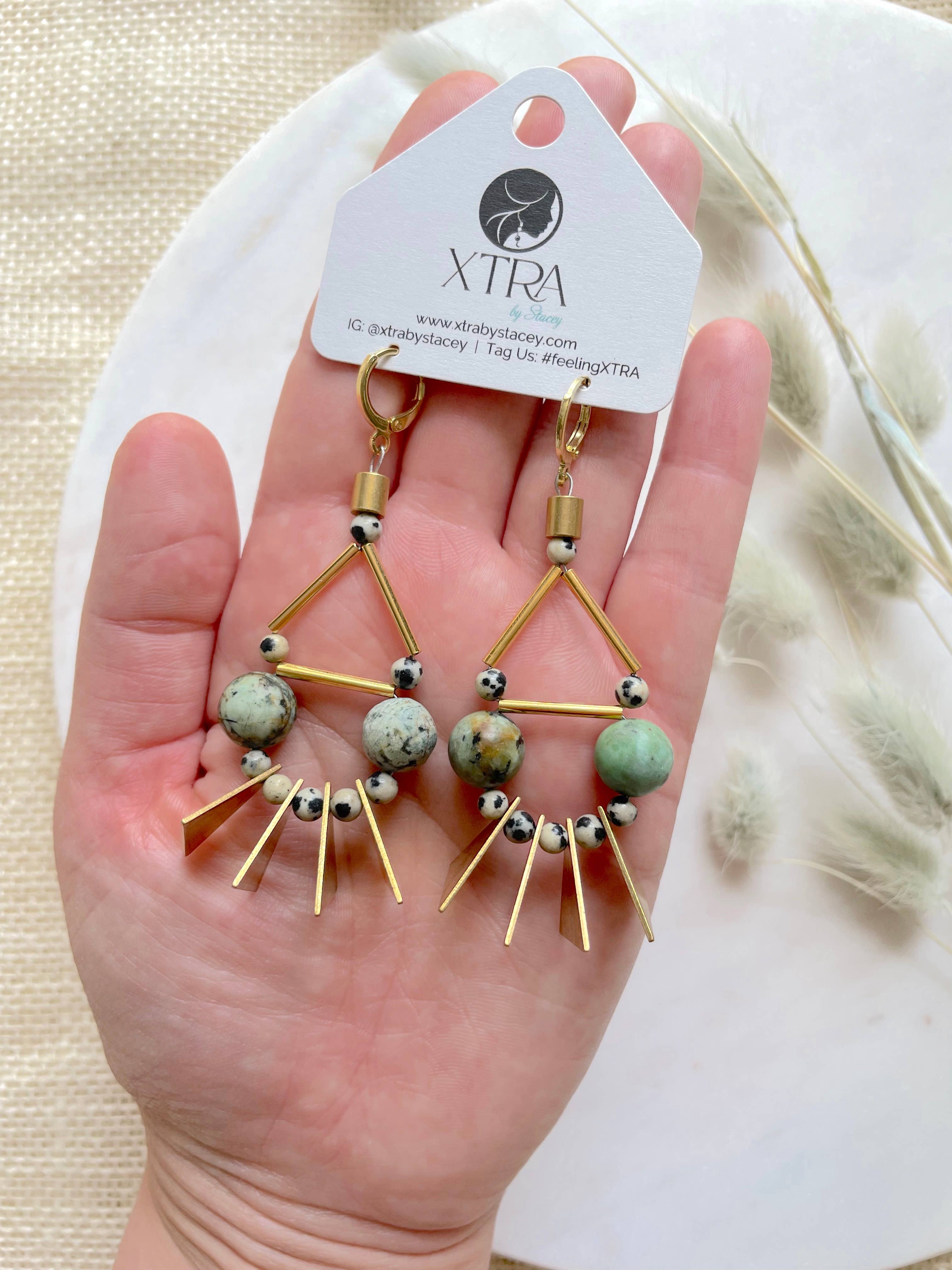 The Sylvi Earring - Large Turquoise Spike Statement Earrings, photo 3 of 8