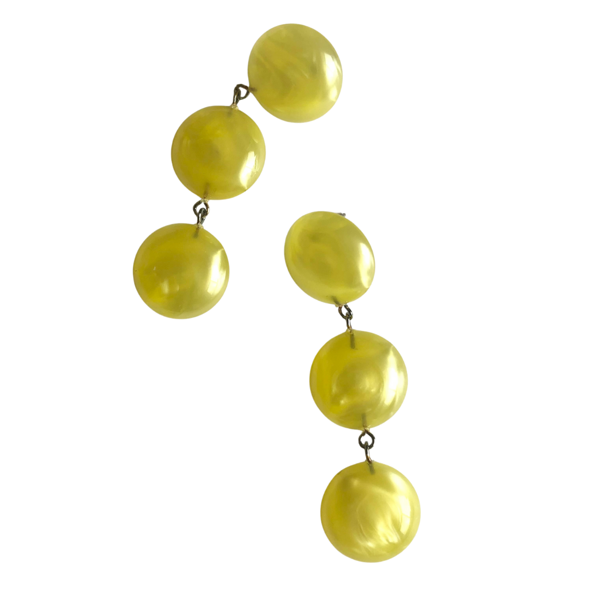 Yellow Aura Glow Tri Dot Drop Earrings, photo 1 of 2