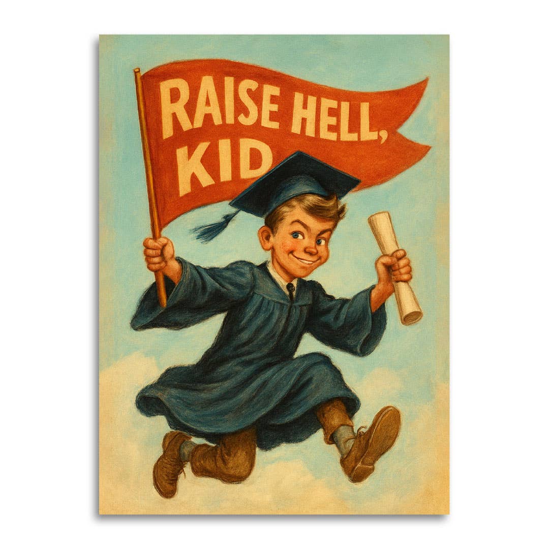Raise Hell, Kid – Funny Vintage Graduation Card, photo 1 of 5