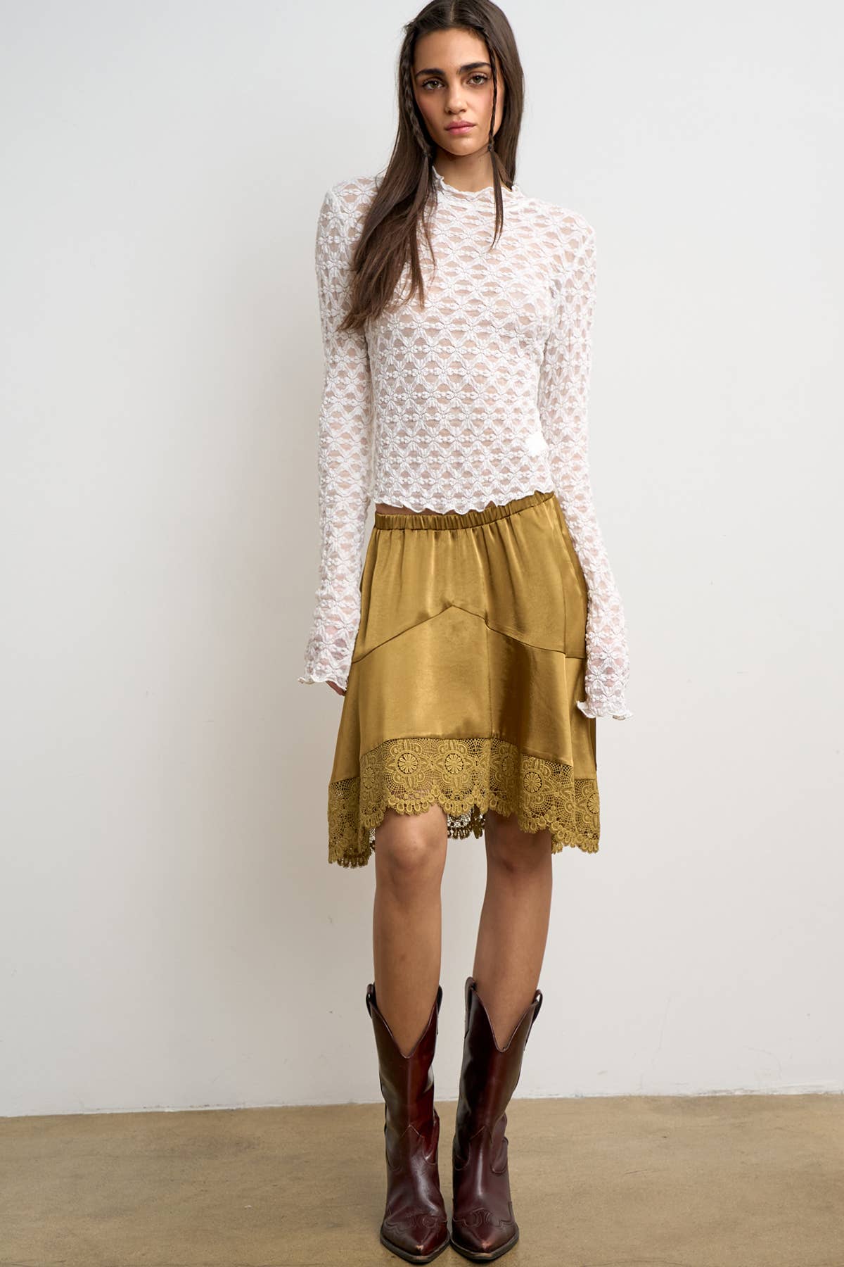 Tiered Lace/Satin Skirt, photo 4 of 6