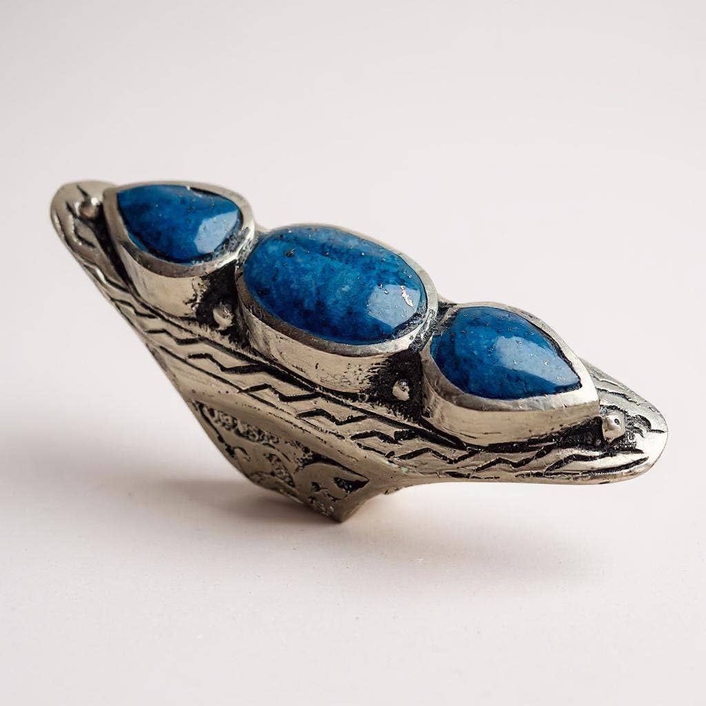 Afghan Lapis Lazuli Silver Saddle Ring, photo 2 of 8