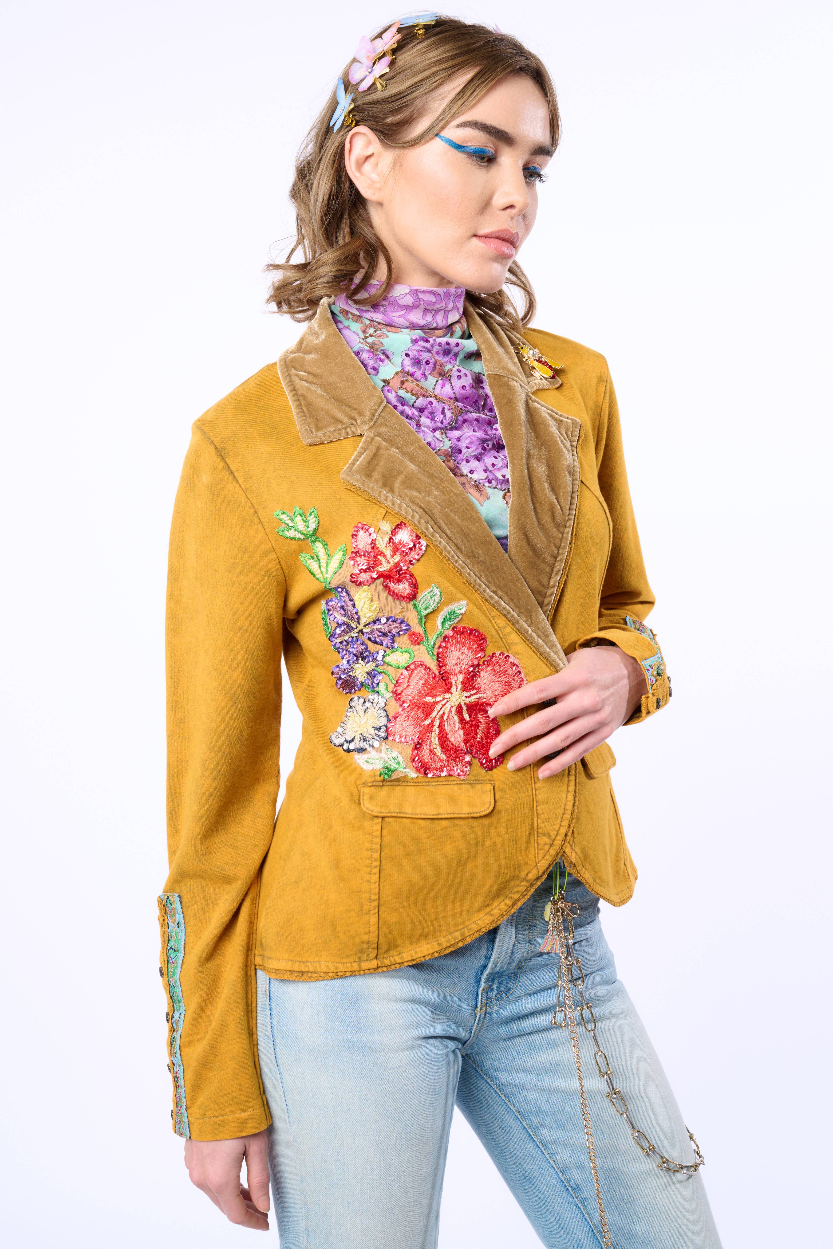 Juliet French Terry Blazer - Mustard, photo 2 of 8