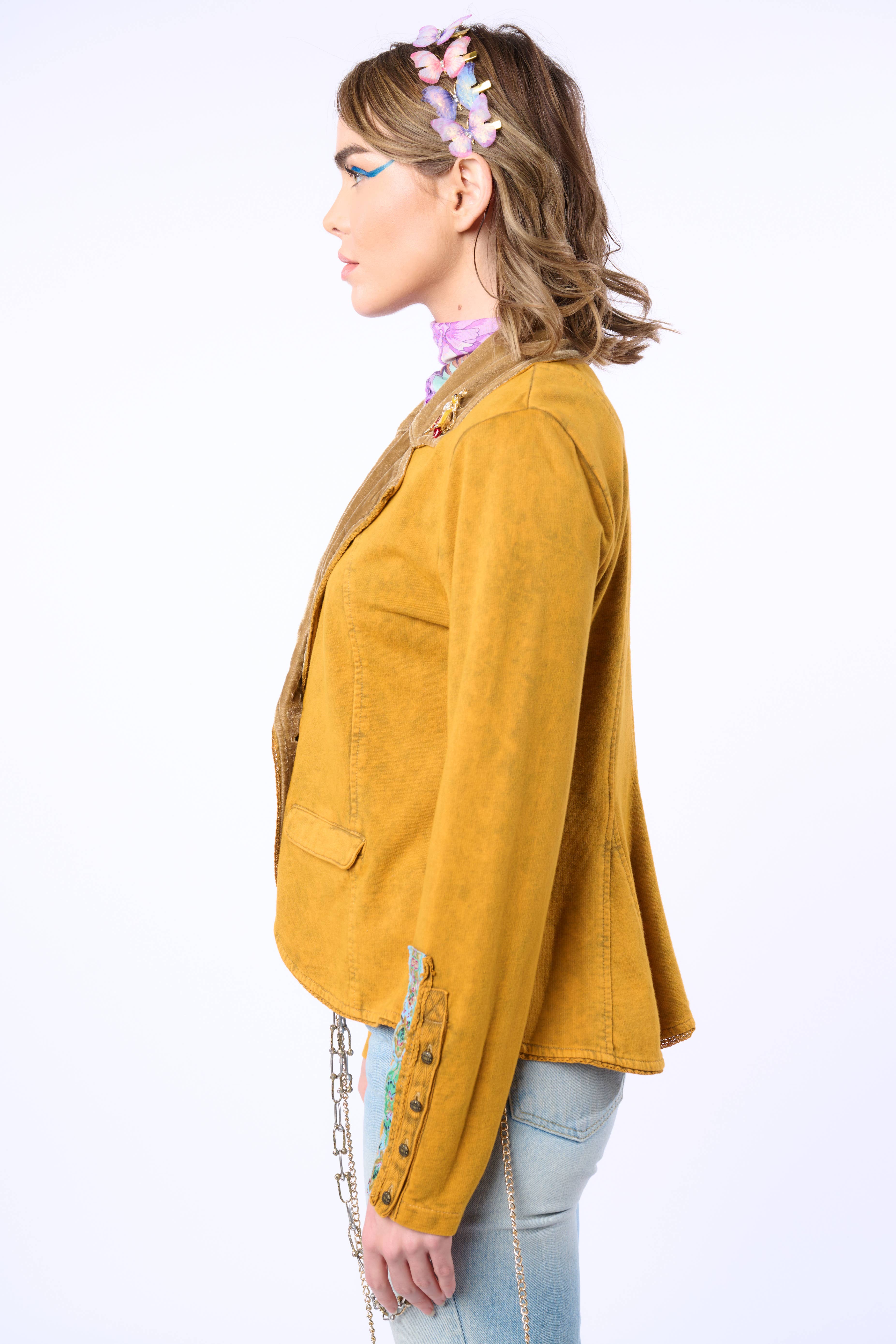 Juliet French Terry Blazer - Mustard, photo 5 of 8
