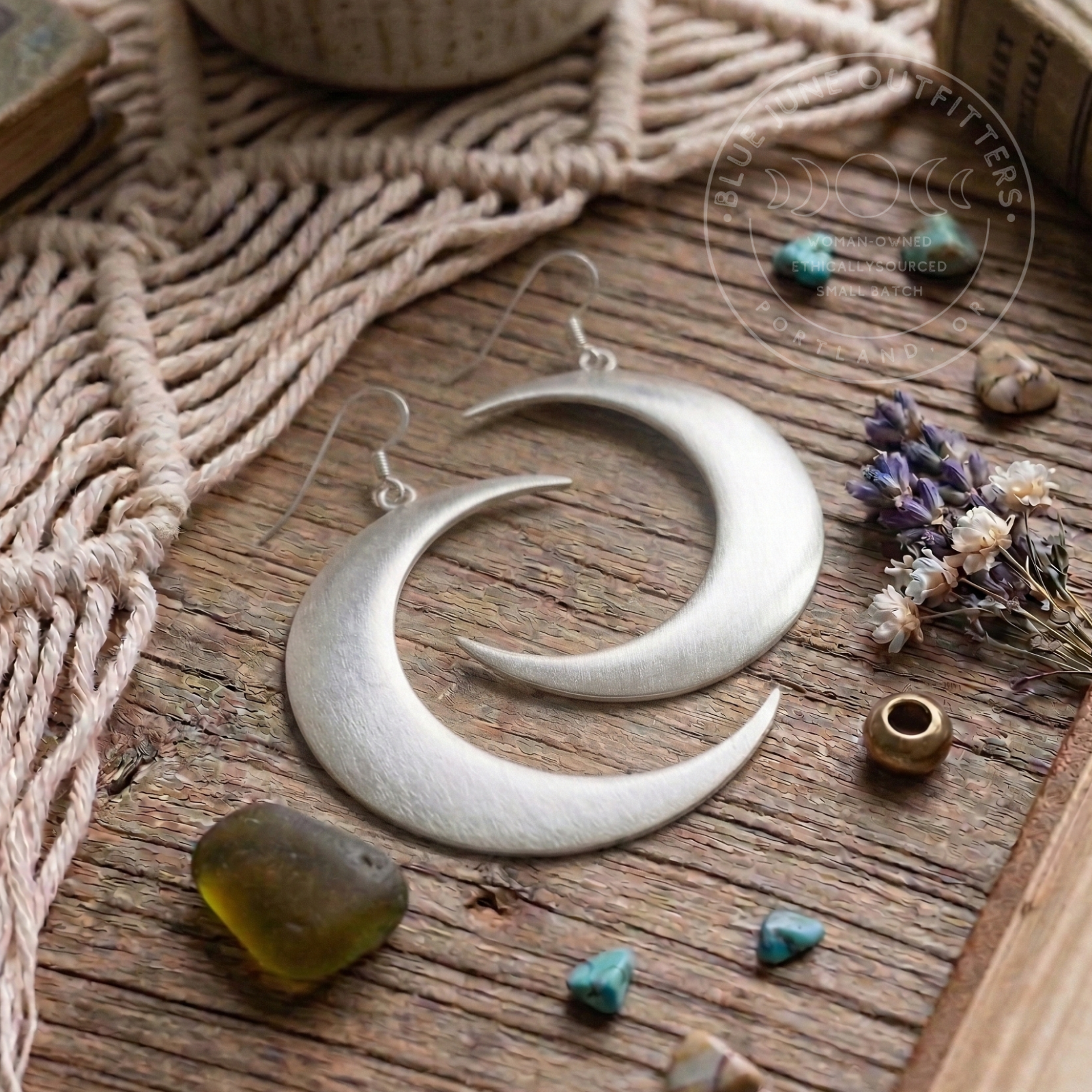 Moon Earrings Silver Plated, photo 1 of 4