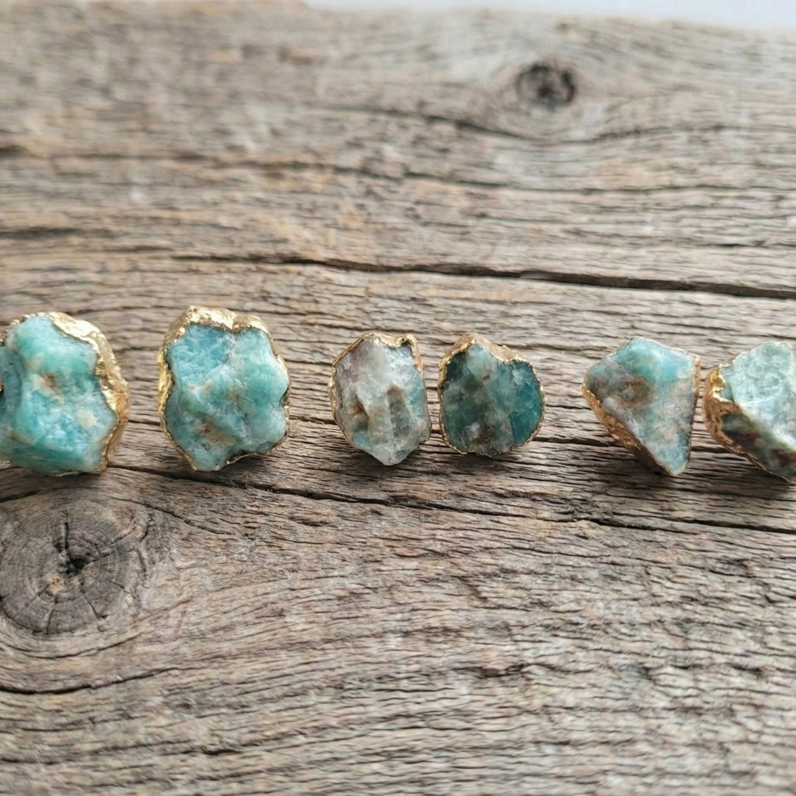 Raw Amazonite & 18k Gold Studs, photo 2 of 4