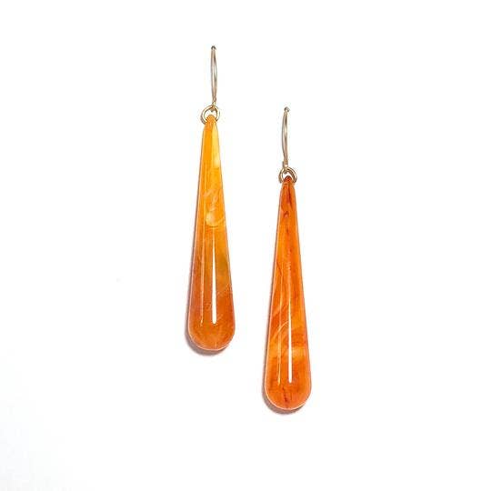Honey Amber Long Teardrop Earrings, photo 1 of 8