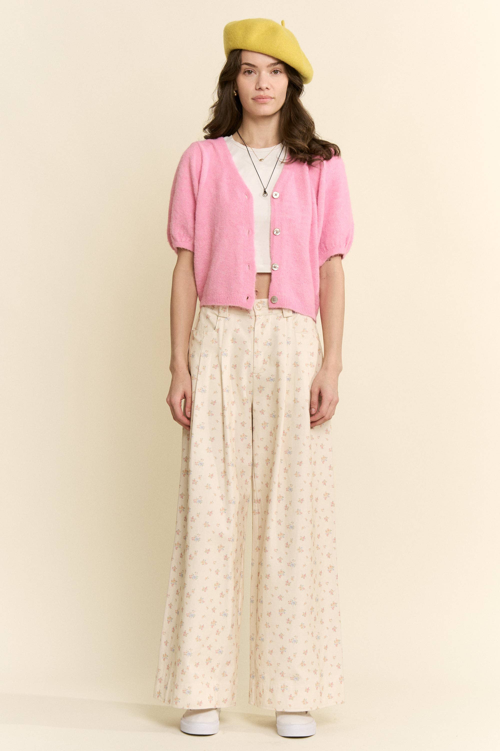 FLORAL WIDE LEG PANTS MAUVE, photo 3 of 8