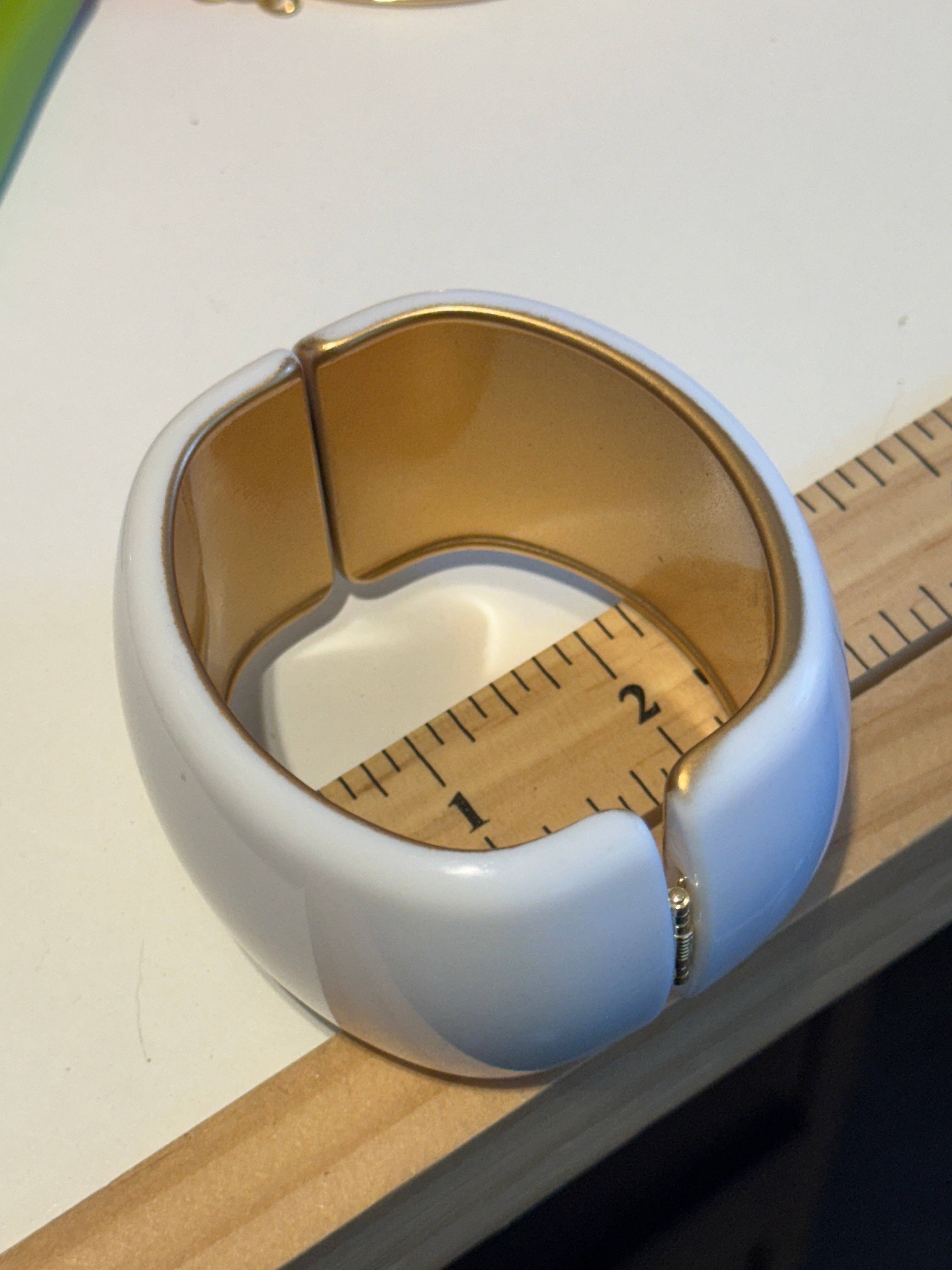 White Gold-Lined Angled Clamper Bracelet, photo 7 of 7